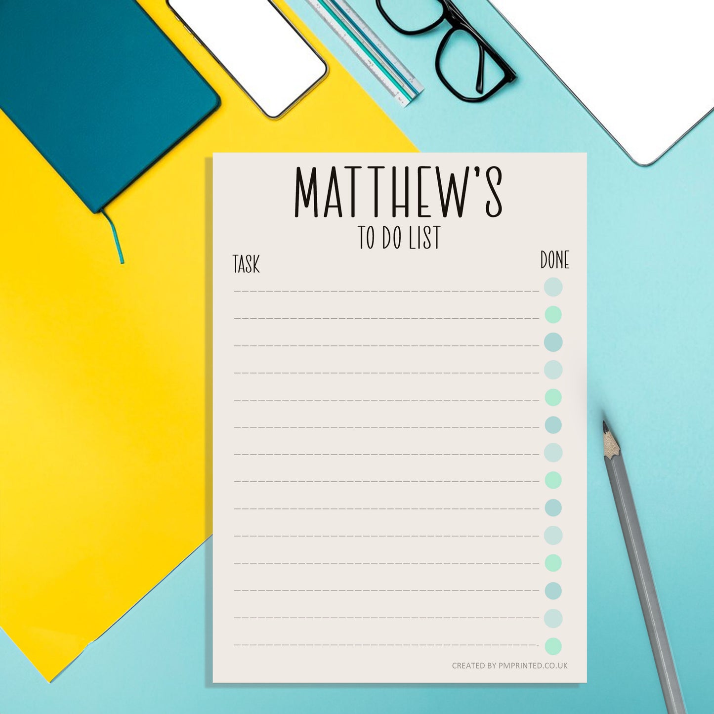 Personalised A5 Blue To Do list Notepad