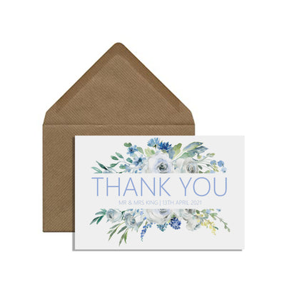 Personalised Thank You Cards - Blue Floral