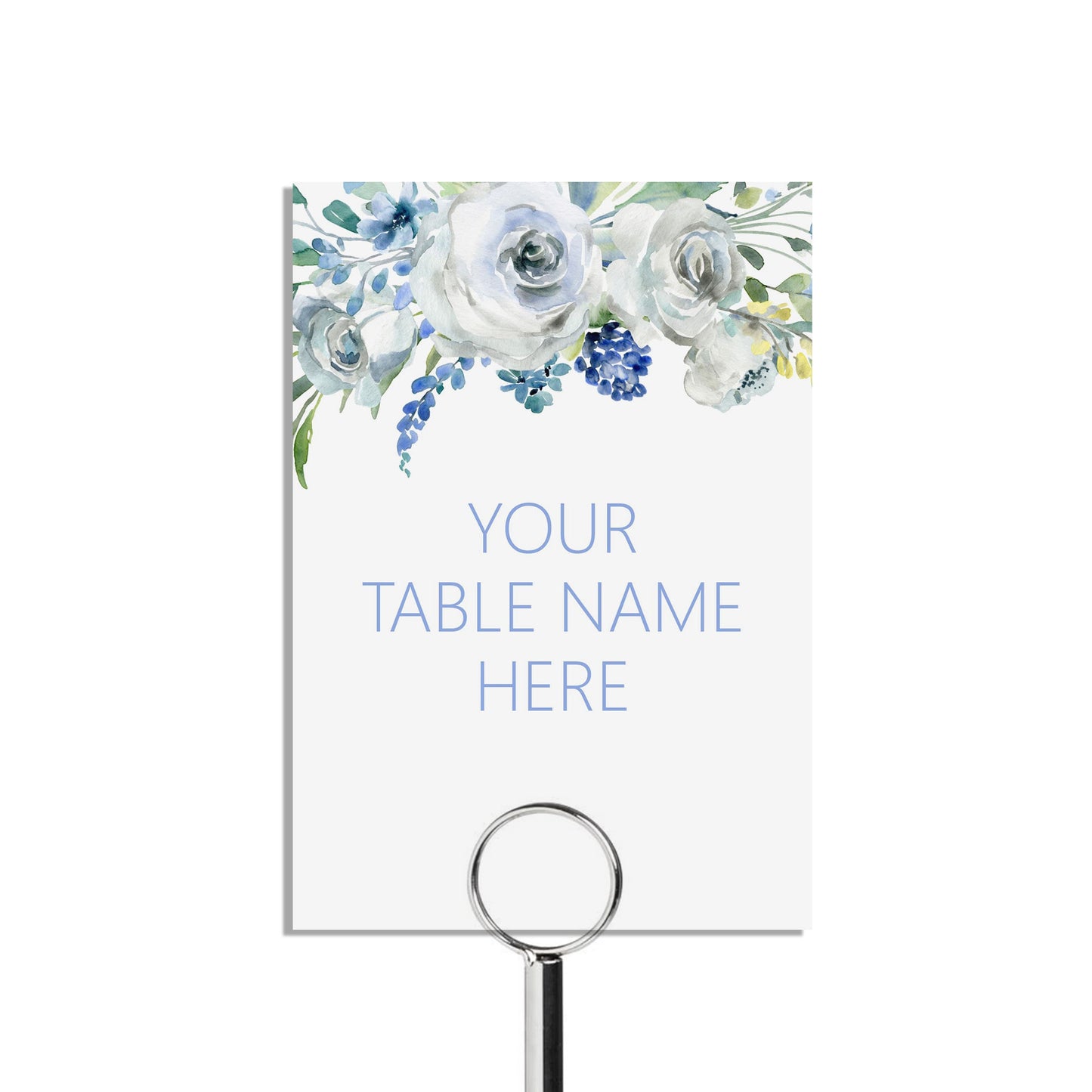 Custom Table Name Cards - Blue Floral