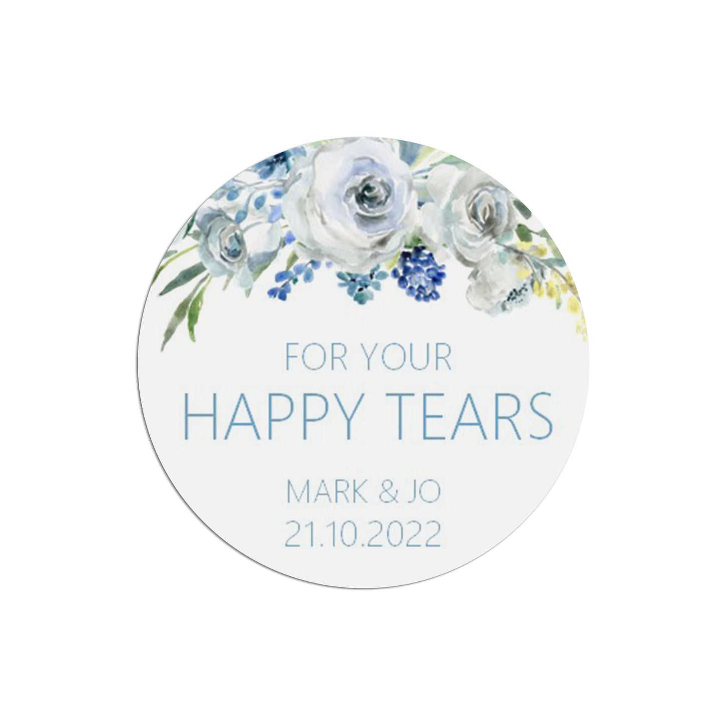 Happy Tears Tissue Wedding Stickers - Blue Floral
