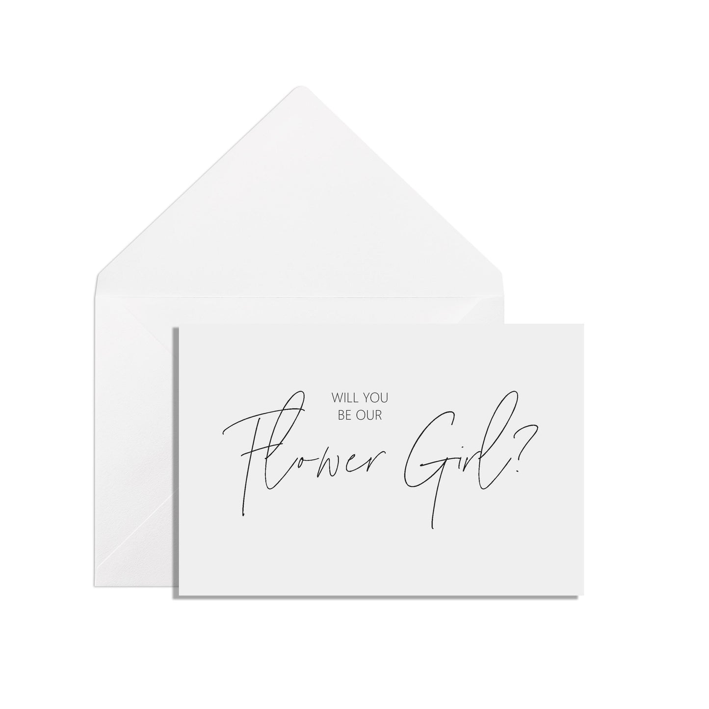 Will You Be Our Flower Girl? A6 Black & White Proposal Card With White Envelope