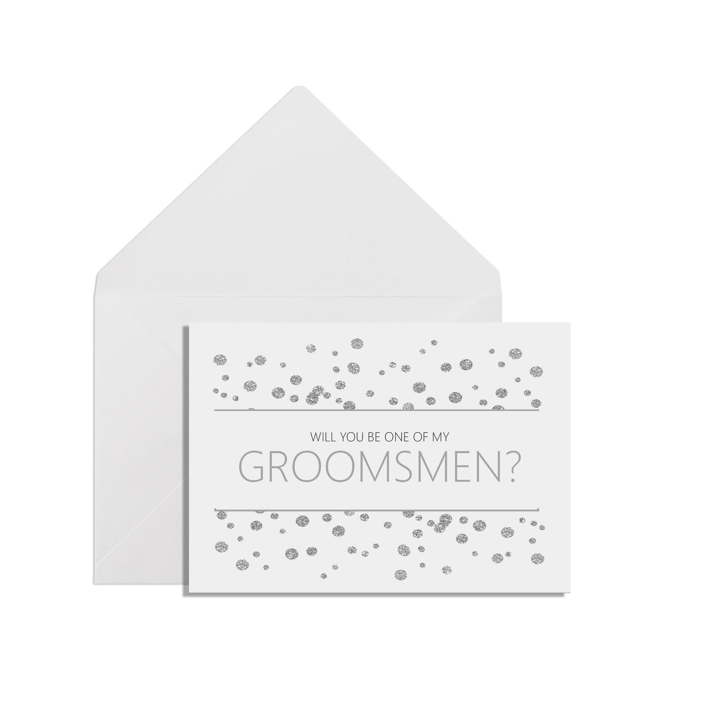 Will You Be One Of My Groomsmen? Wedding Proposal Cards A6 Silver Effect With White Envelope