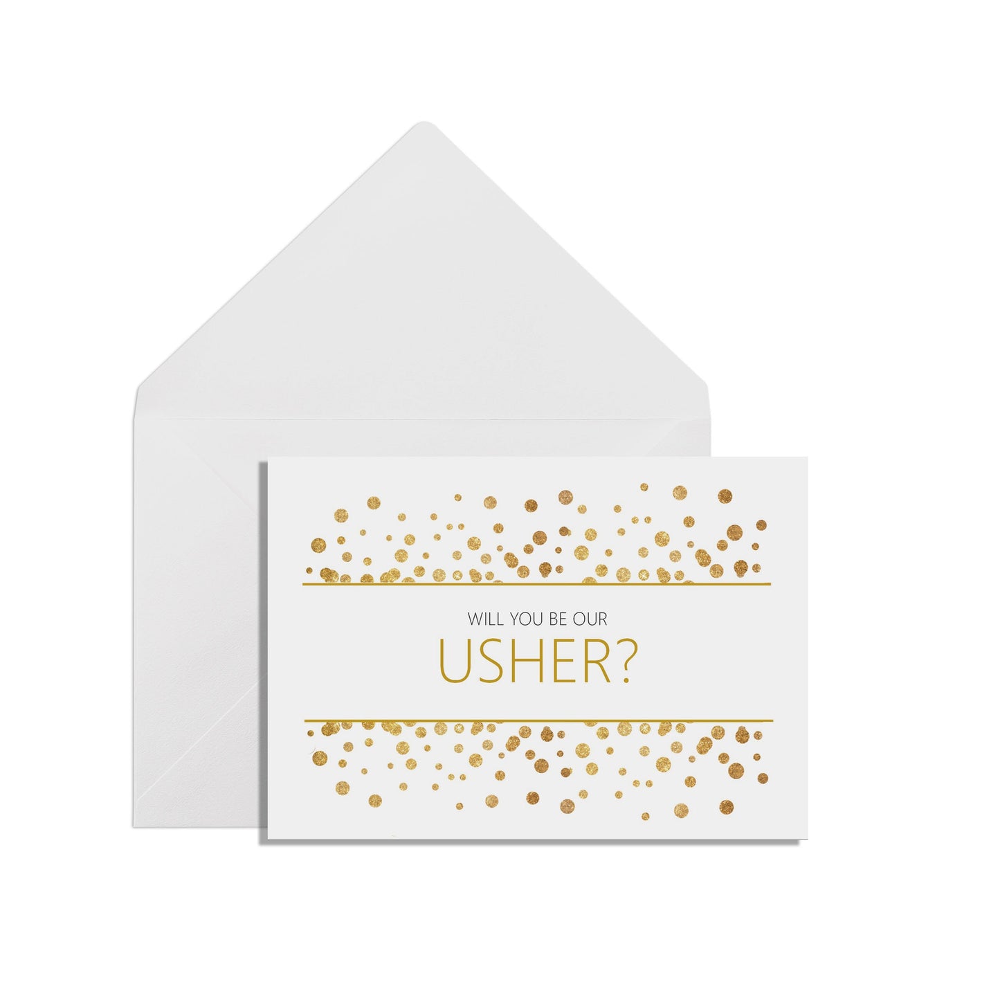 Will You Be Our Usher? A6 Gold Effect Wedding Proposal Card With A White Envelope