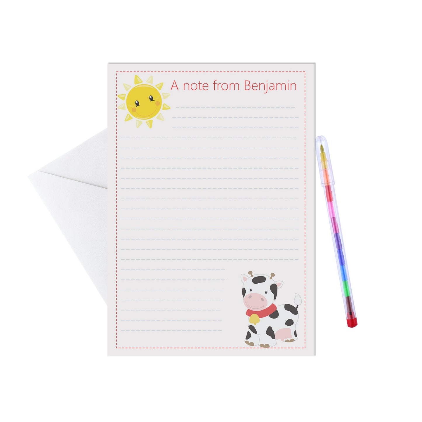 Farm Animals Personalised Letter Writing Set - A5 Pack Of 15 Sheets & Envelopes - PMPrinted