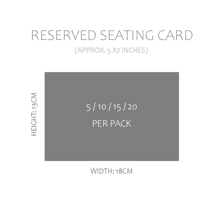 Greenery Reserved Seating Cards - 5x7 Inches Pack of 5 / 10 / 15 Or 20