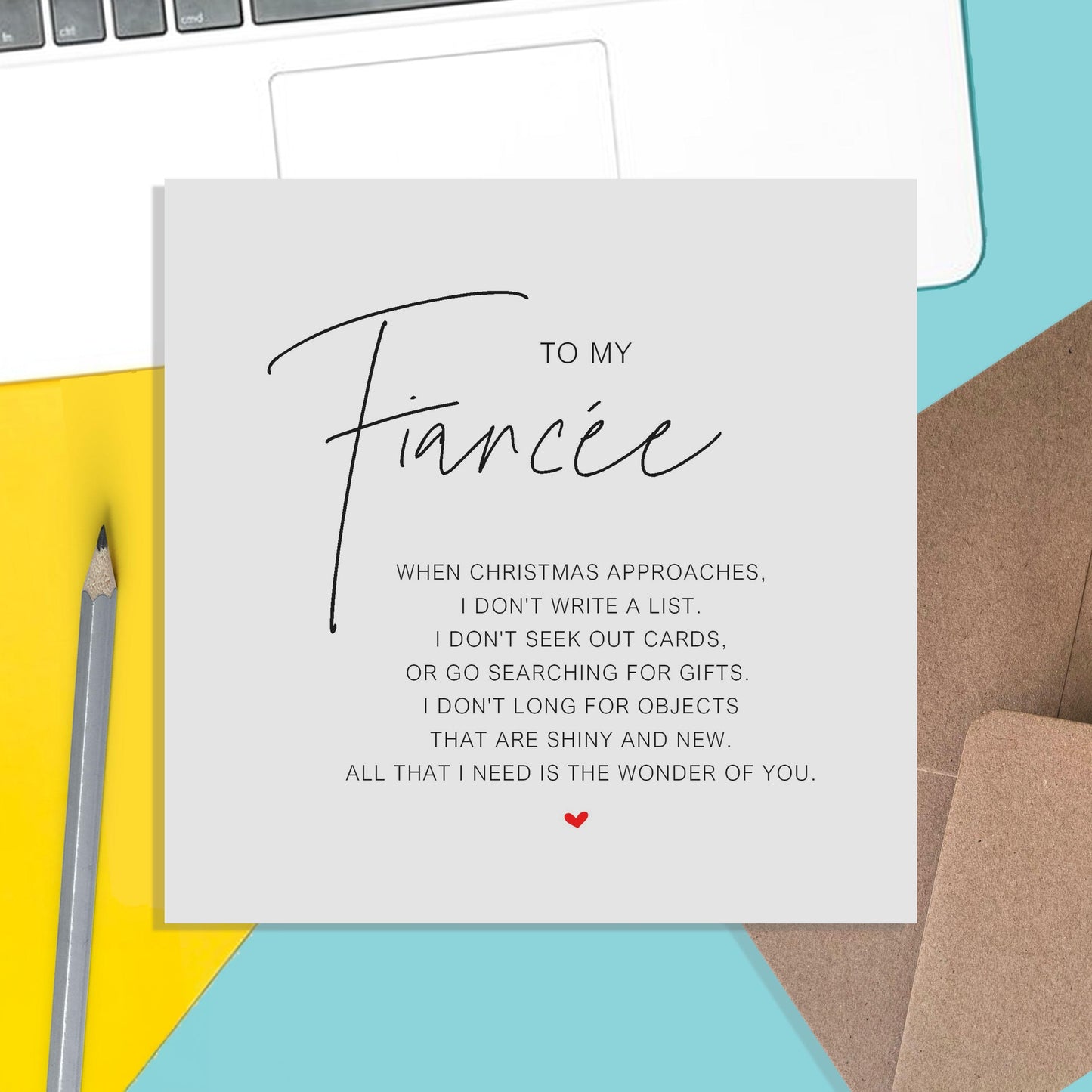 Fiancée Christmas Card, Romantic Poem Christmas Card - PMPrinted