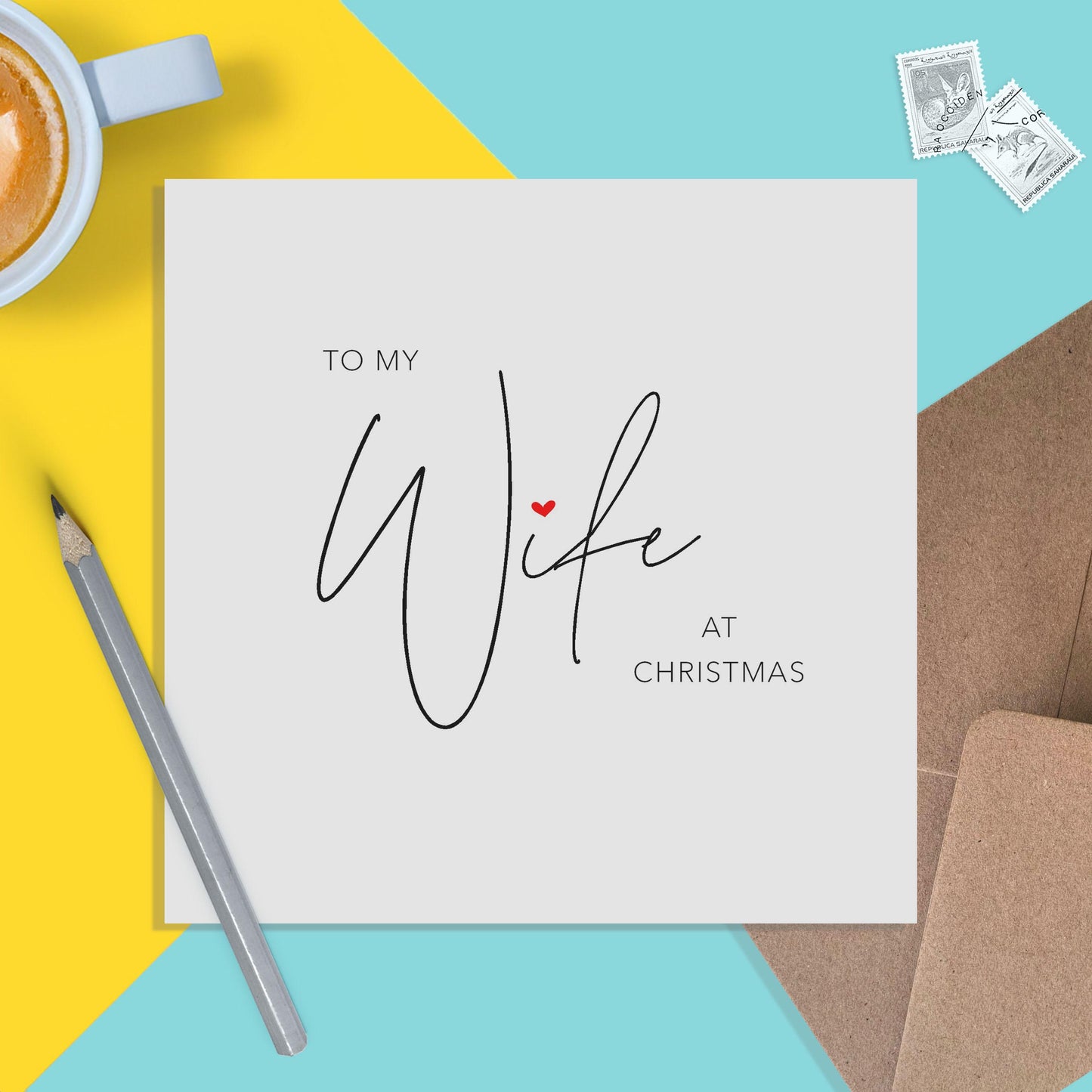 Christmas Card For Wife, Simple Romantic Christmas Card - PMPrinted