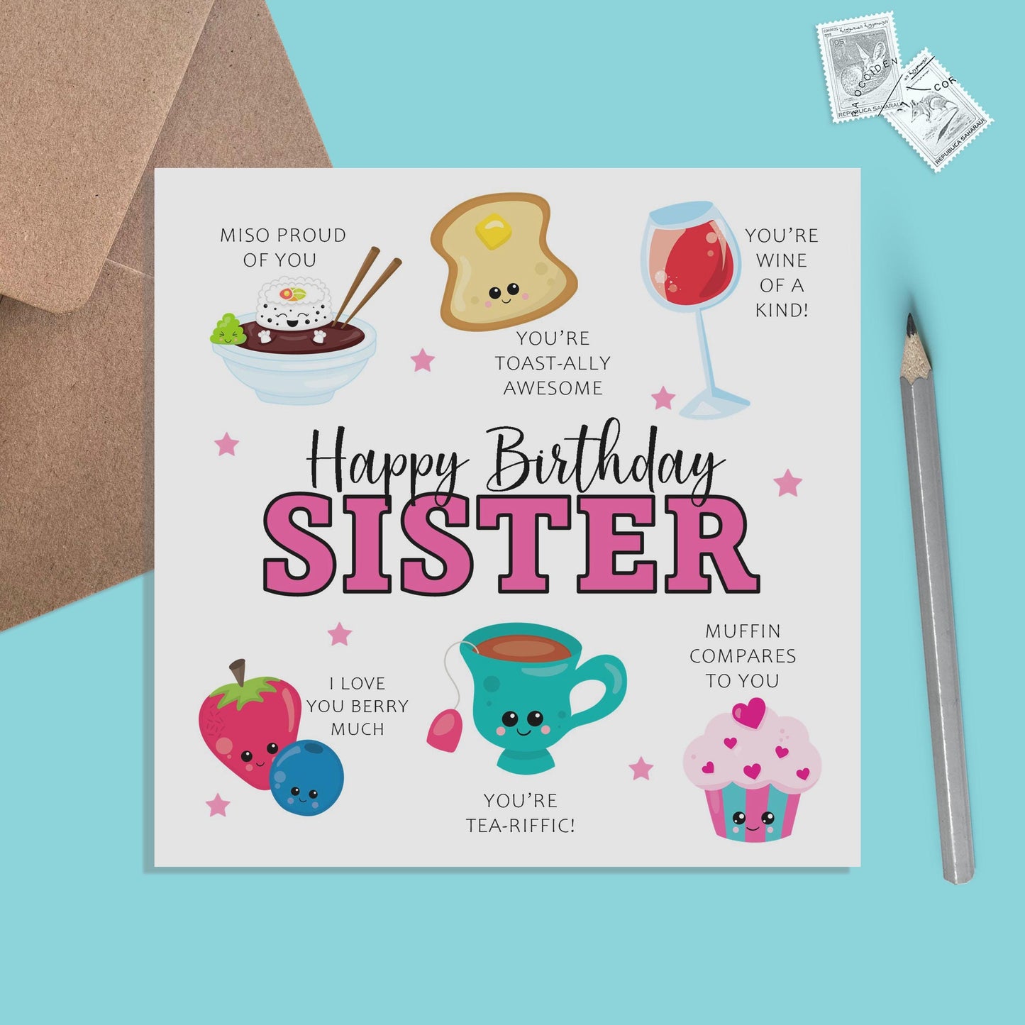 Sister Birthday Card - Funny Sister Pun Birthday Card - PMPrinted