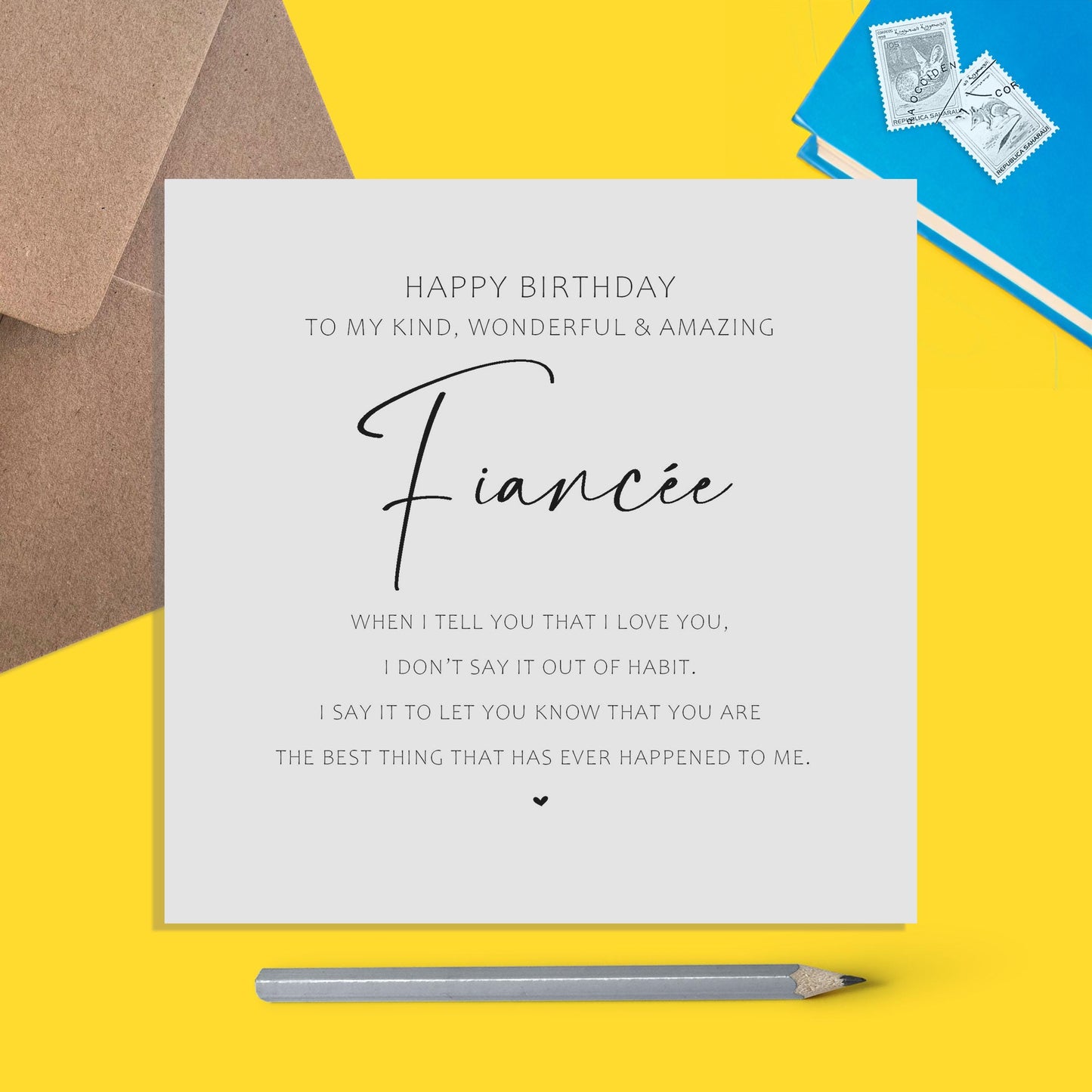 Fiancée Birthday Card, Best Thing That Ever Happened to Me, Simple Elegant Design - PMPrinted