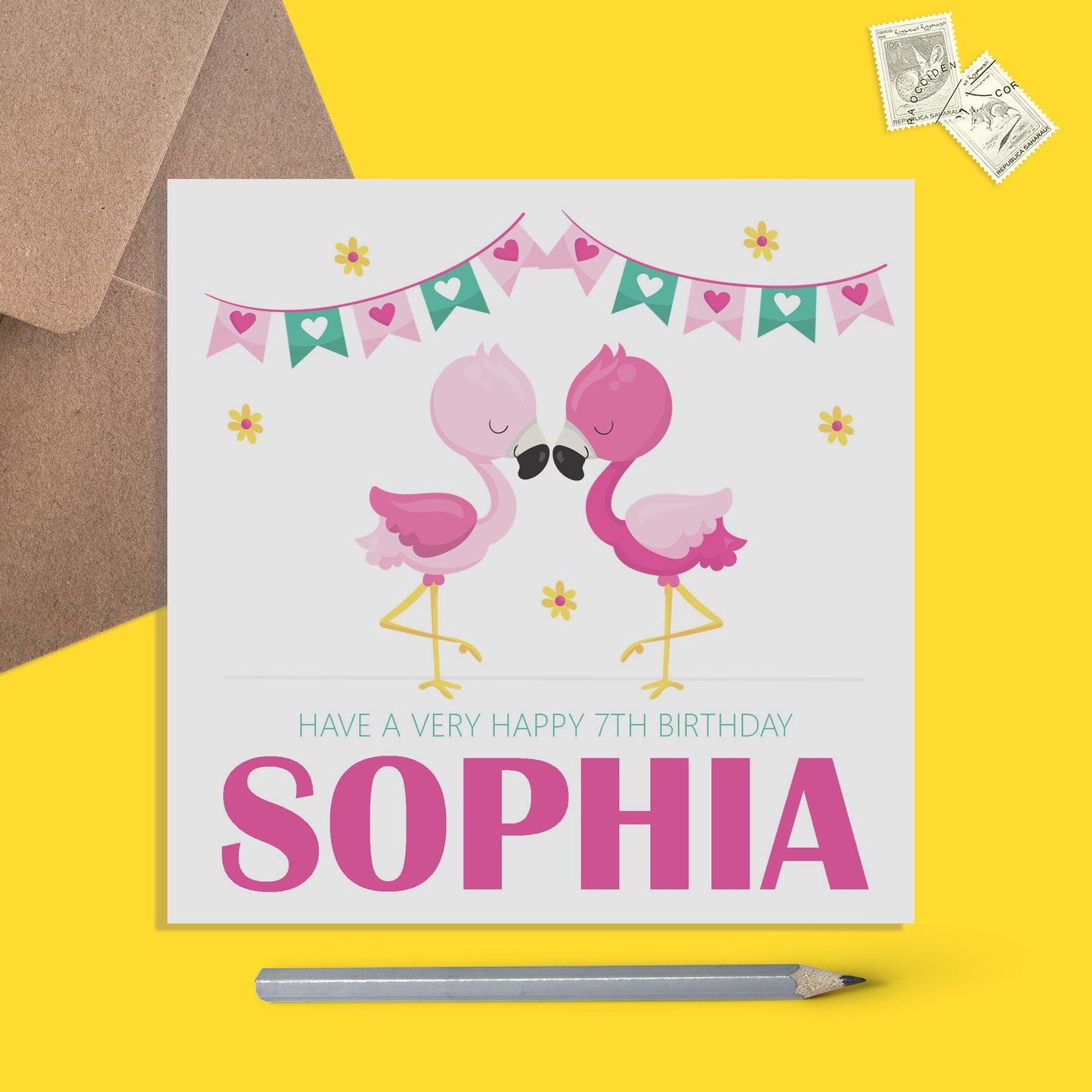 Flamingo Birthday Card Personalised With Name And Age For Daughter, Niece Or Granddaughter - PMPrinted
