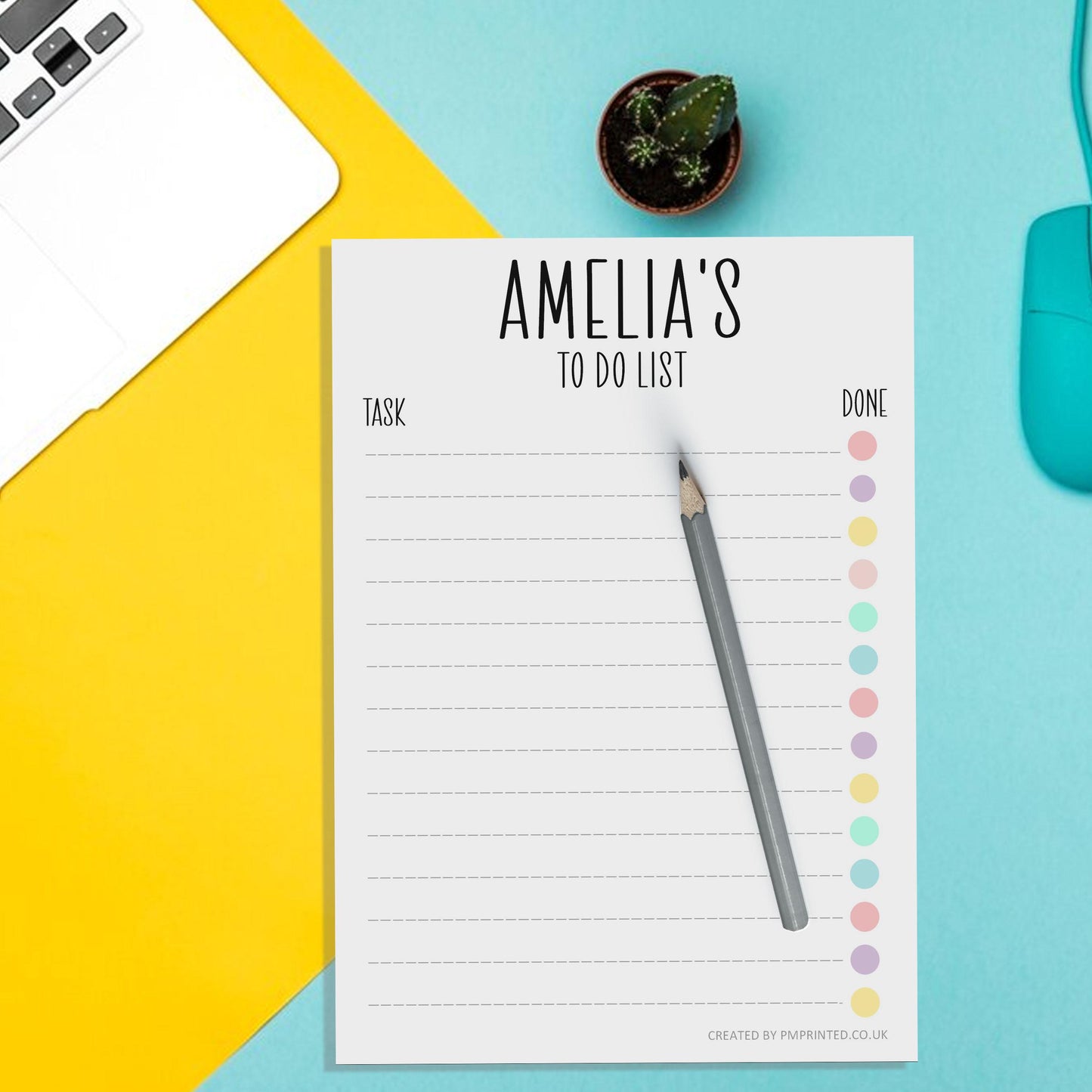 Personalised Pastel To do List, A5 with 50 undated tear off pages. - PMPrinted