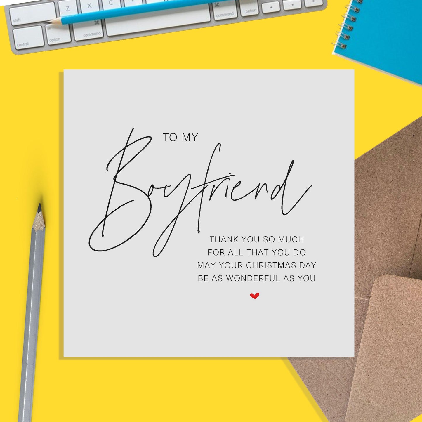 Boyfriend Christmas Card - For All That You Do - Romantic Poem Christmas Card - PMPrinted