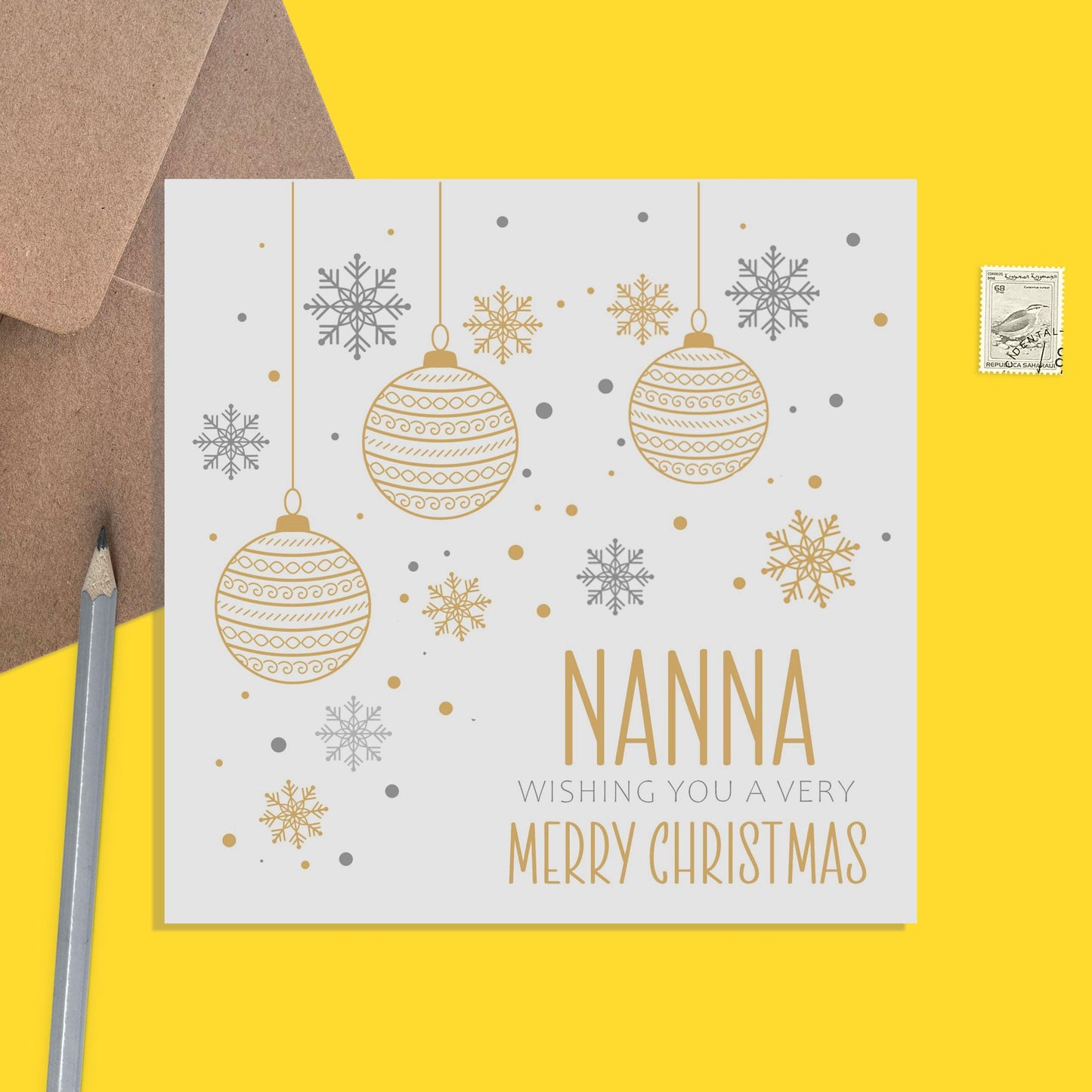 Nanna Christmas Card, Gold Bauble Design - PMPrinted