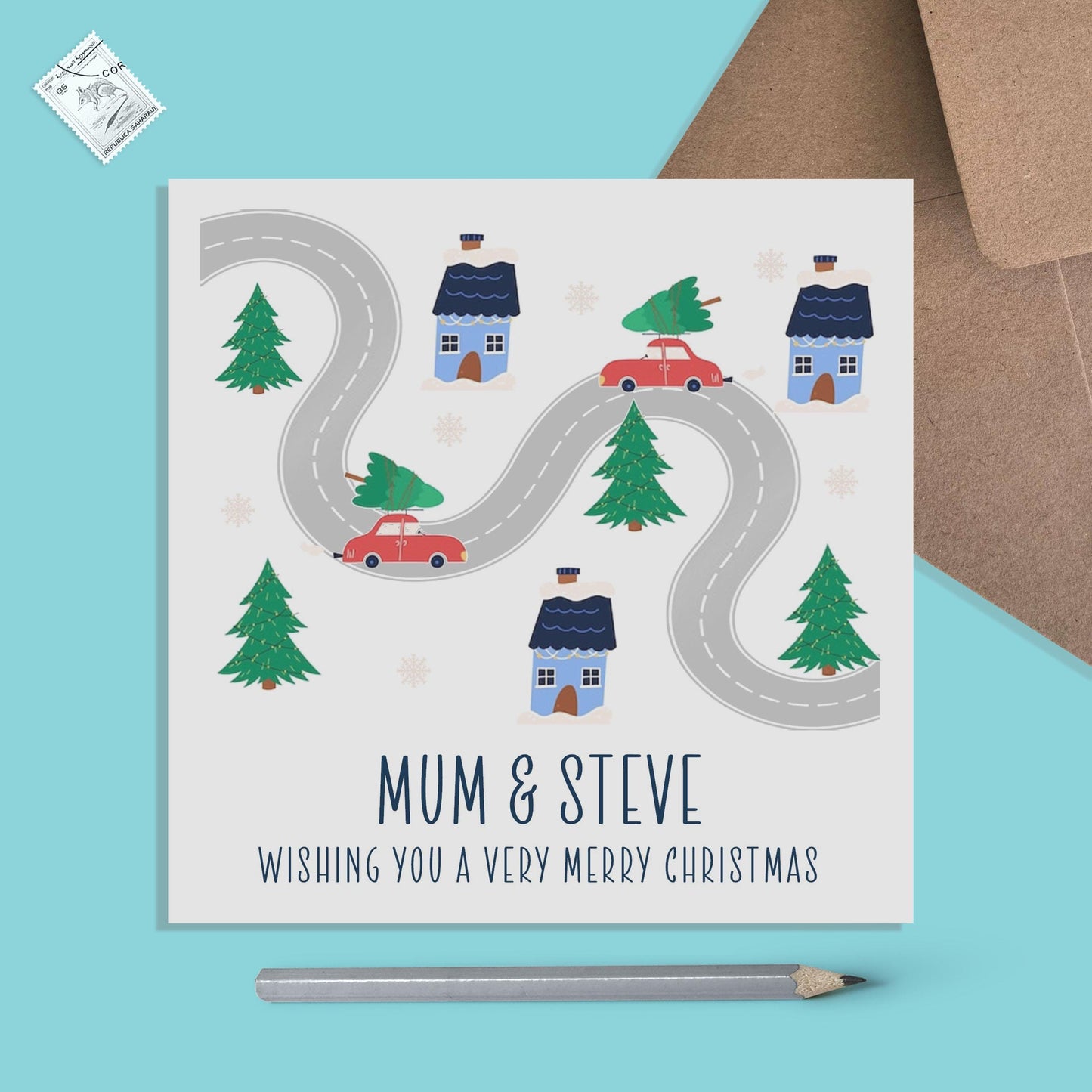 Mum And Partner Christmas Card, Snowy Scene Design - PMPrinted
