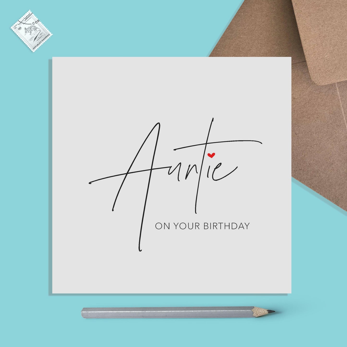 Auntie Birthday Card, Simple Elegant Card - PMPrinted
