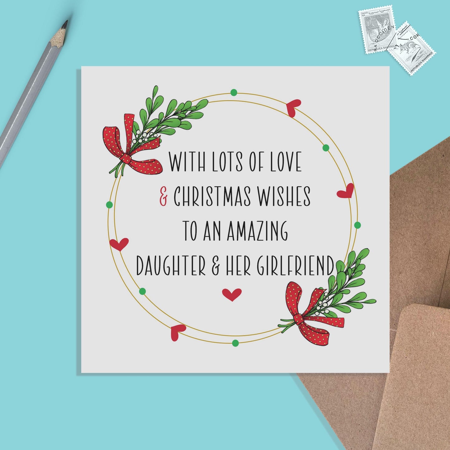 Christmas Card For Daughter And Her Girlfriend, Lots Of Love & Christmas Wishes - PMPrinted