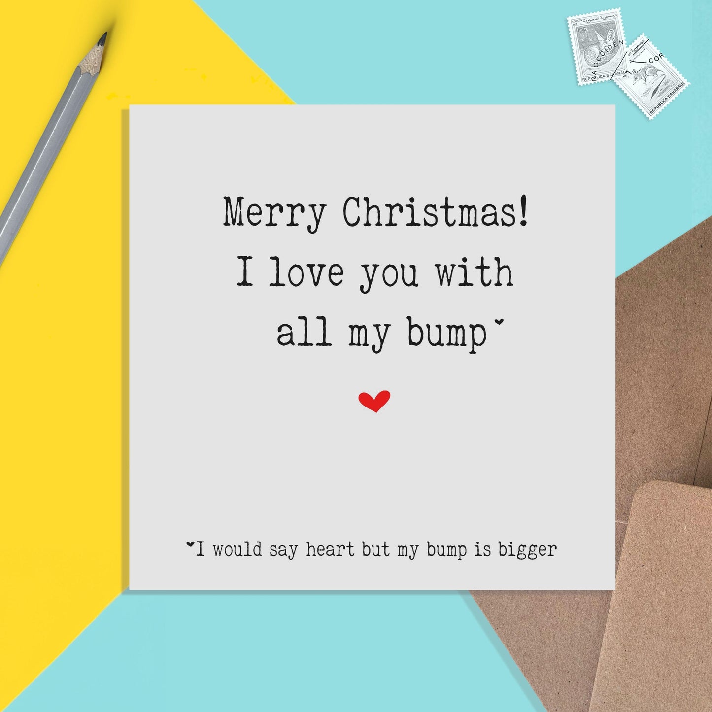 I Love You With All My Bump, I Would Say Heart, Cheeky Christmas Card - PMPrinted