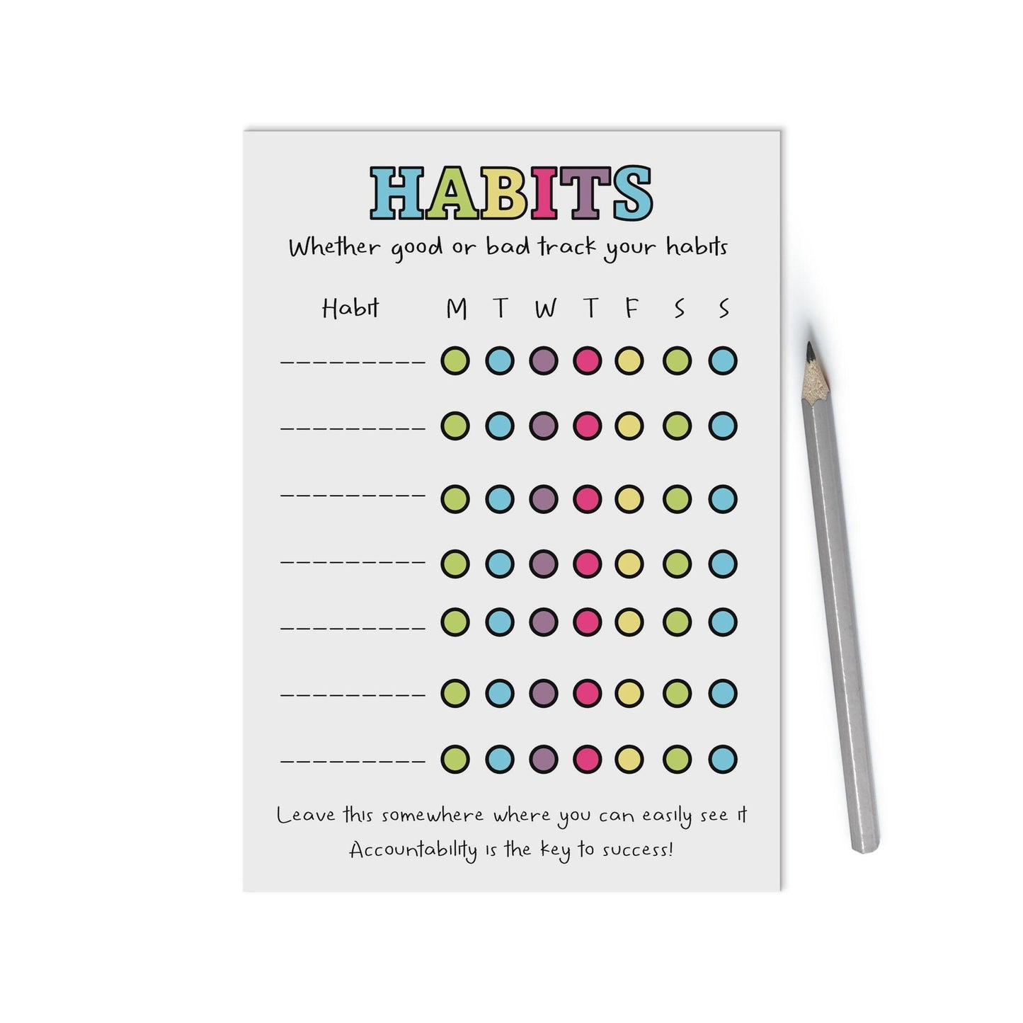 Habit Tracker A6 Notepad - Accountability Is The Key To Success - PMPrinted