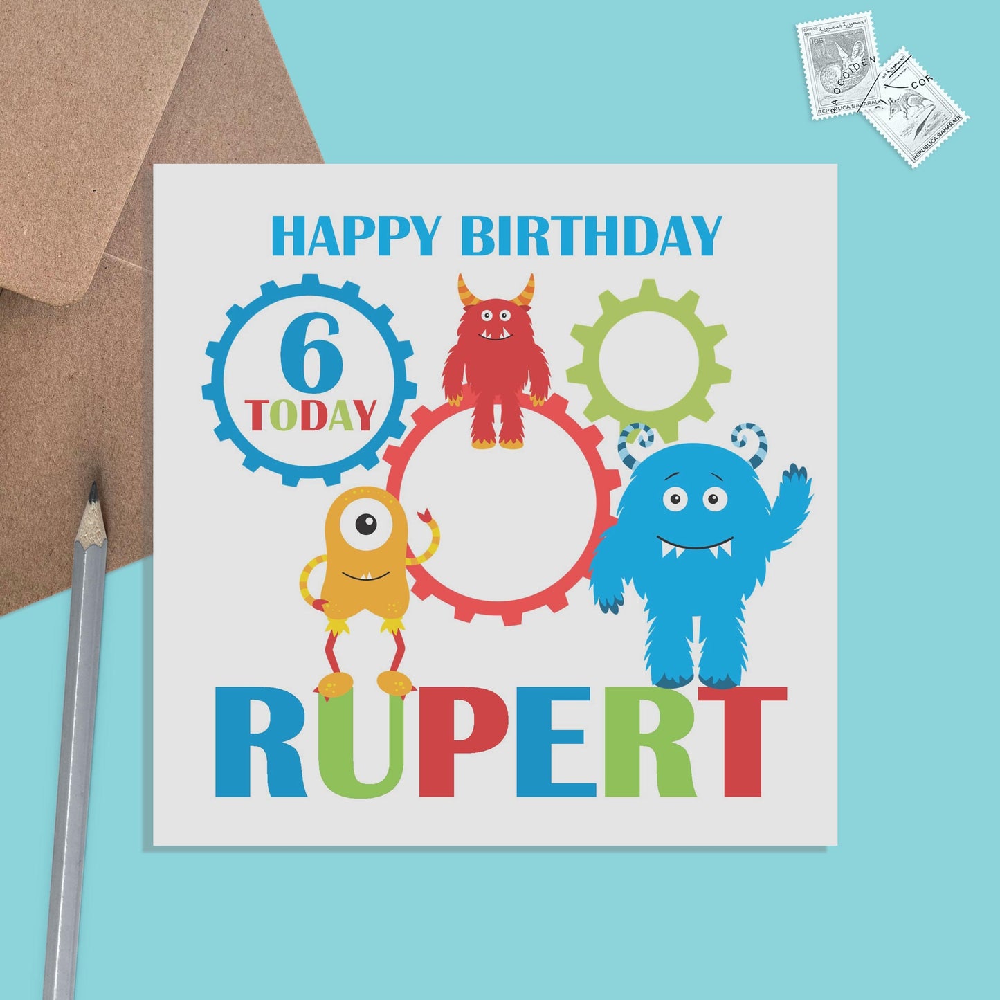 Monster Birthday Card Personalised With Name And Age For Son, Nephew Or Grandson - PMPrinted
