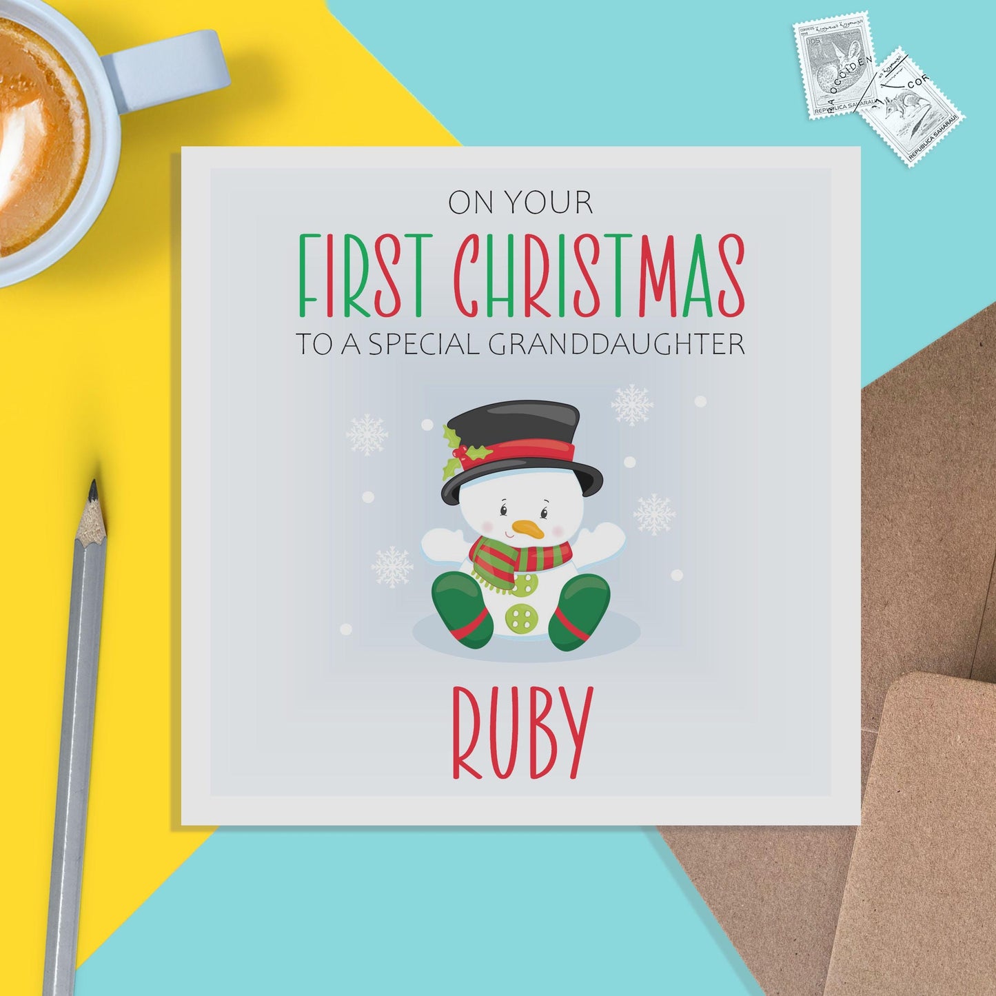 Granddaughter Personalised First Christmas Card - Prefect Keepsake - PMPrinted