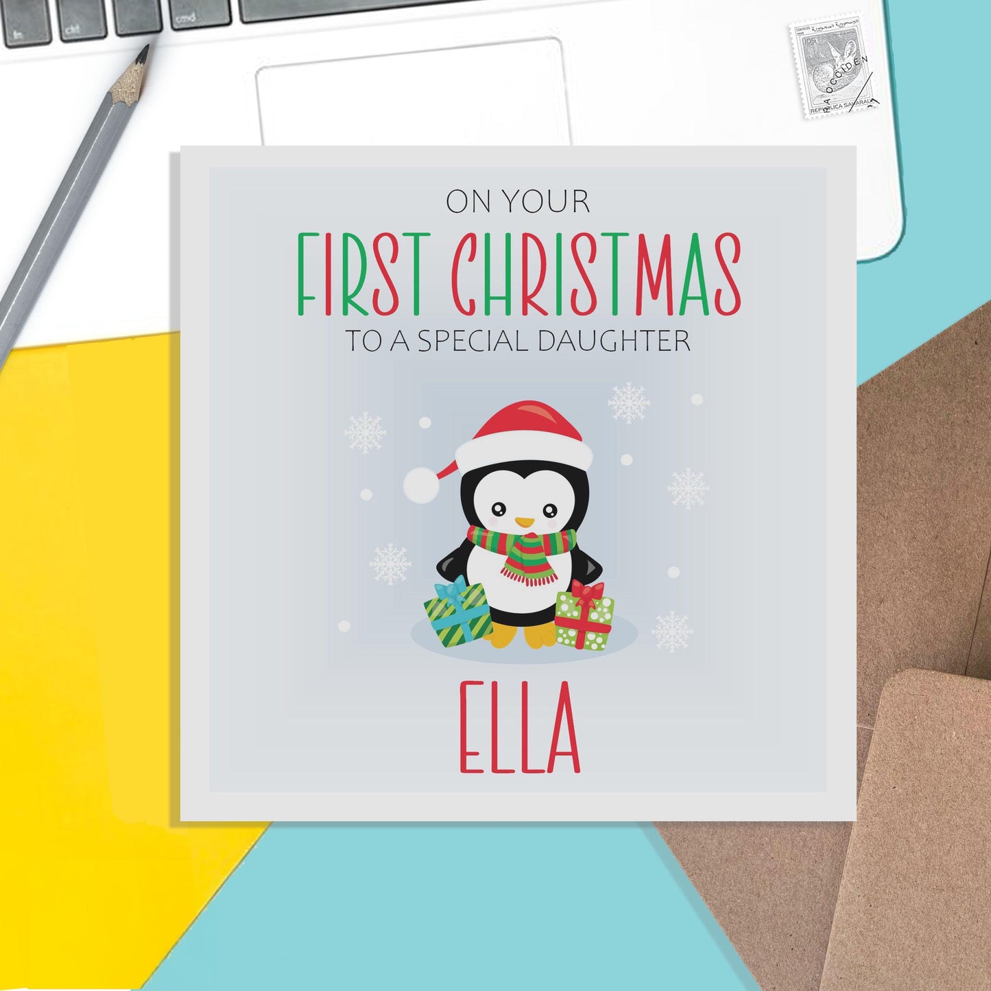 Personalised Daughter 1st Christmas Card - Perfect First Christmas Keepsake - Lots Of Designs - PMPrinted
