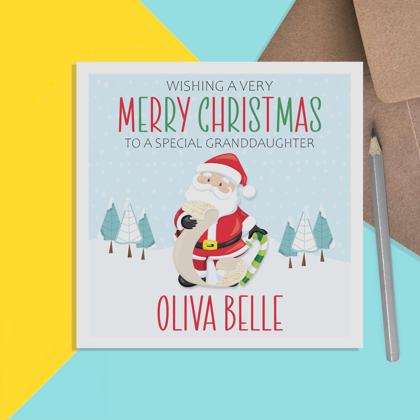 Santa Granddaughter Christmas Card - Personalised Christmas Keepsake - PMPrinted