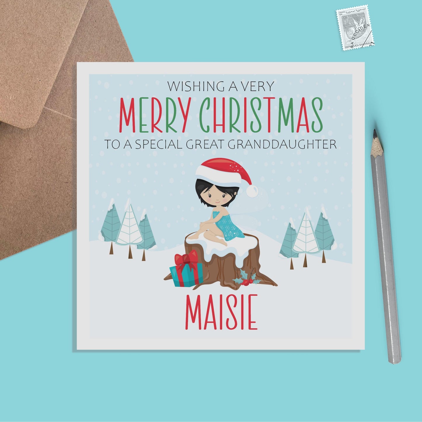 Fairy Great Granddaughter Christmas Card - Personalised Christmas Keepsake - PMPrinted