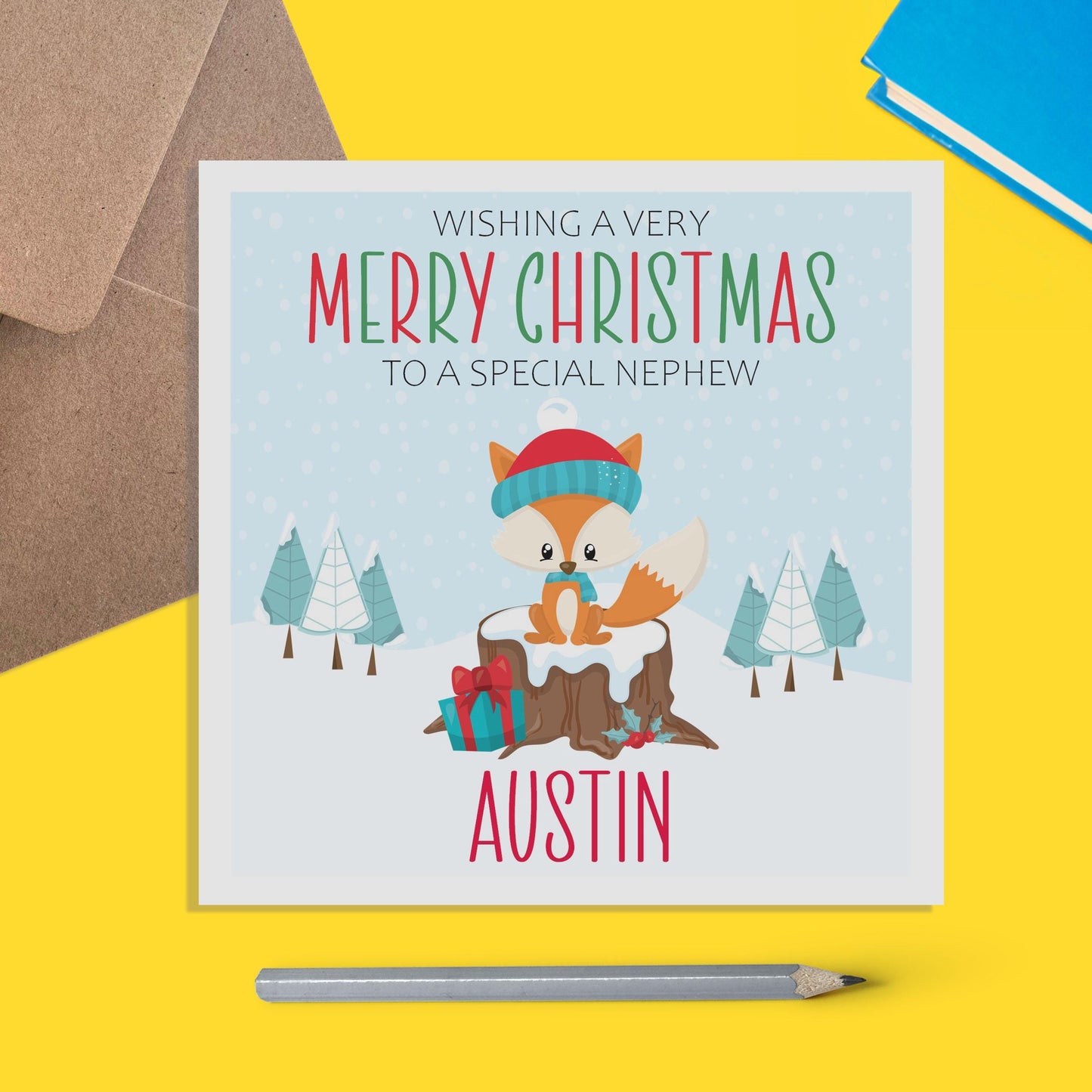 Fox Nephew Christmas Card - Personalised Christmas Keepsake - Lots Of Designs - PMPrinted