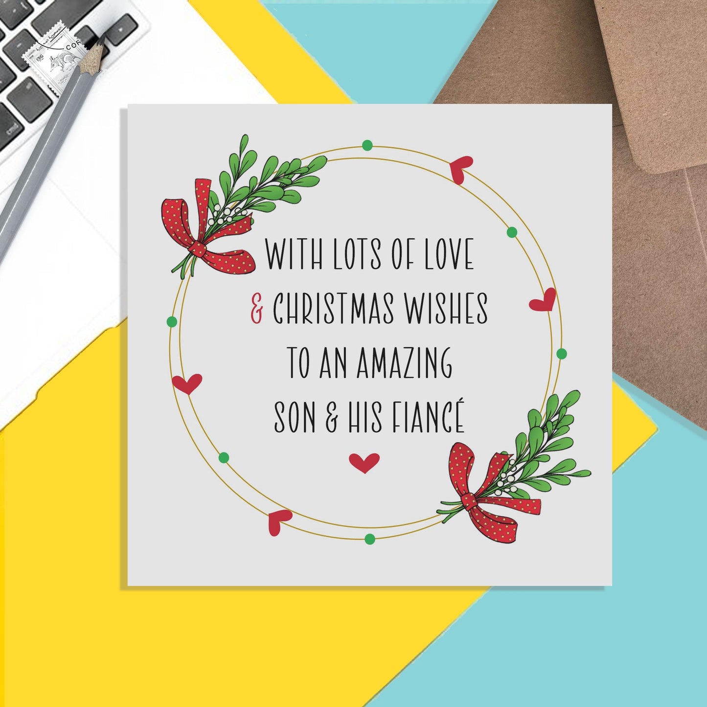 Christmas Card For Son & His Fiancé, Christmas Card From Parents, Lots Of Love And Christmas Wishes - PMPrinted