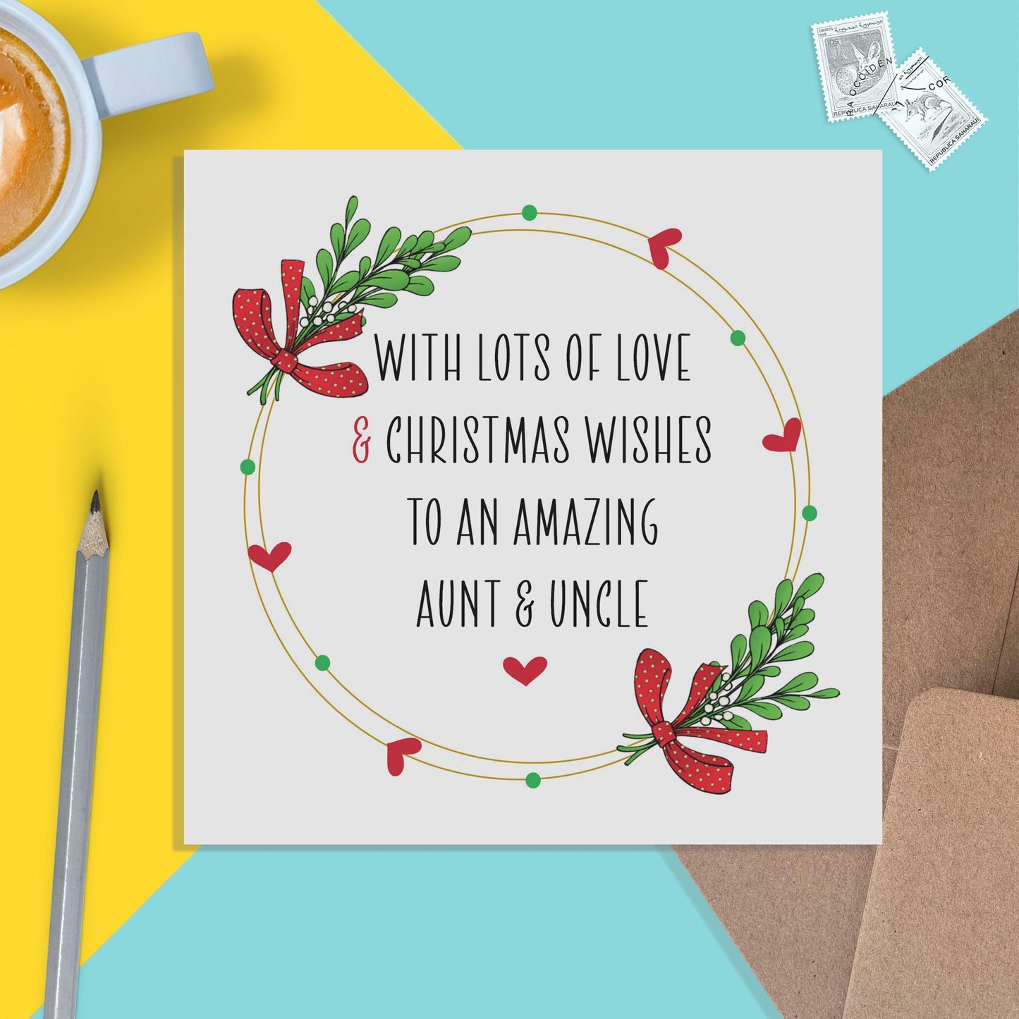 Aunt & Uncle Christmas Card, Lots Of Love and Christmas Wishes - PMPrinted