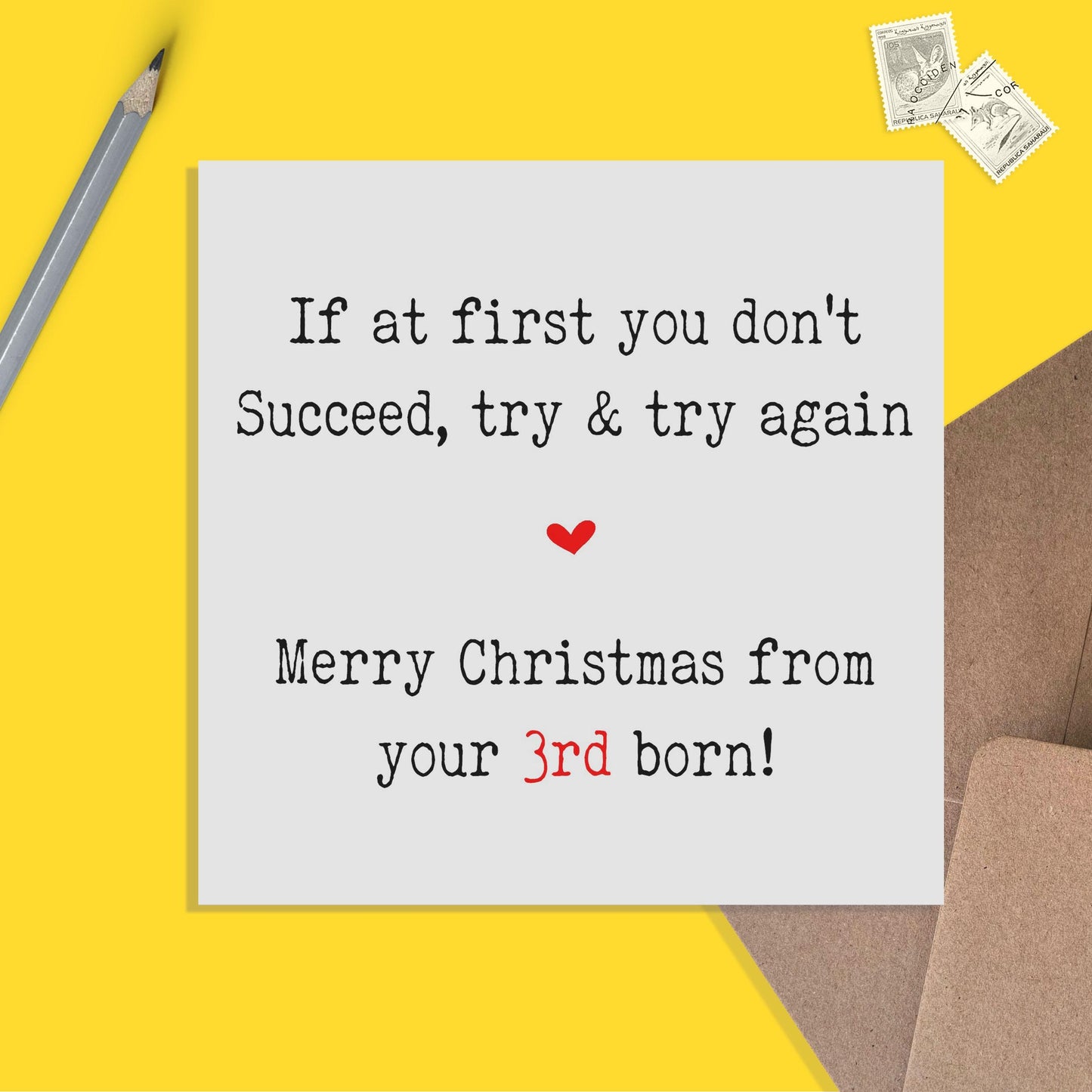 Funny Christmas Card For Mum & Dad, From 3rd Born - PMPrinted