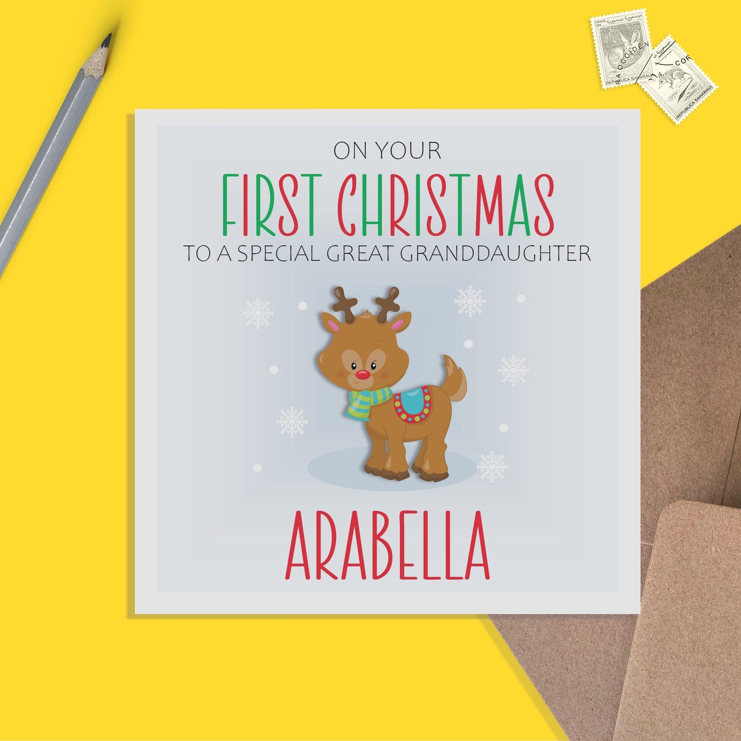 Great Granddaughter 1st Christmas Card - Personalised First Christmas Keepsake - PMPrinted
