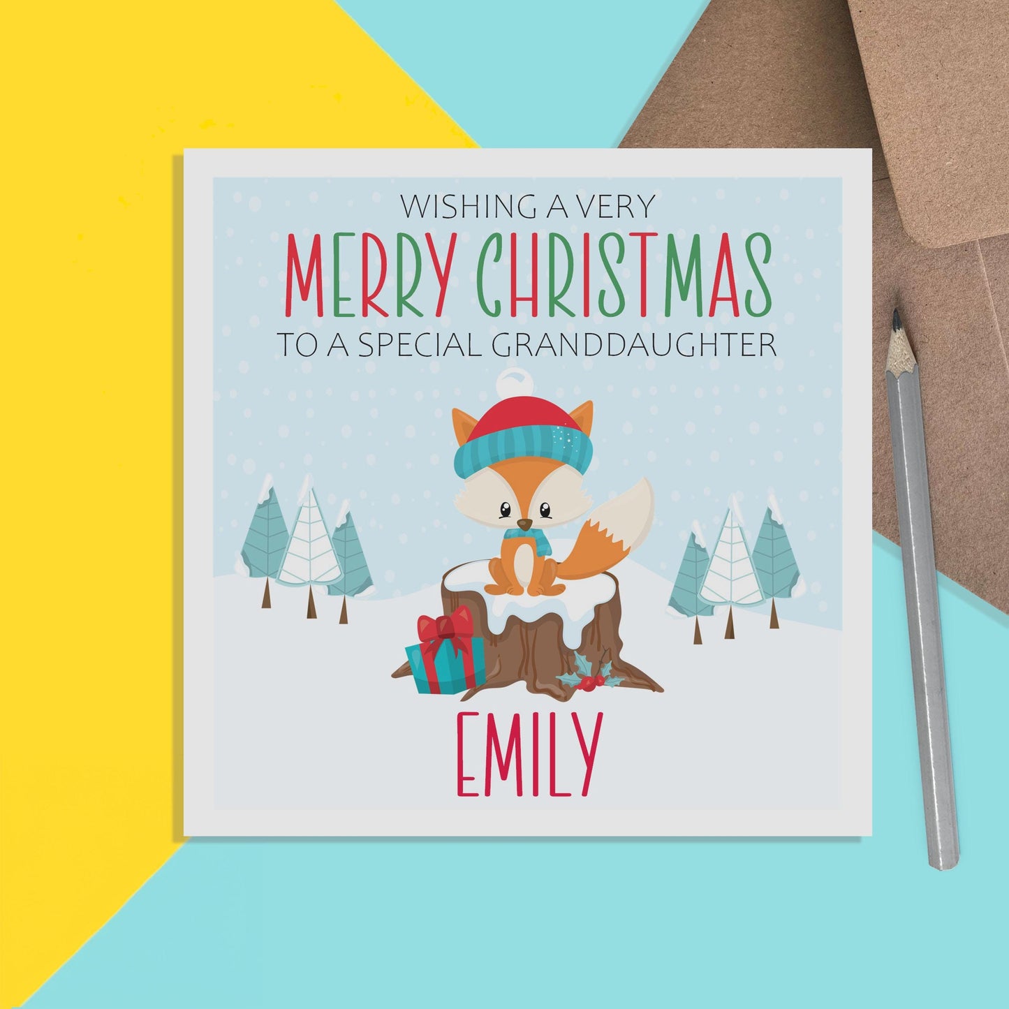 Fox Granddaughter Christmas Card - Personalised Christmas Keepsake - PMPrinted