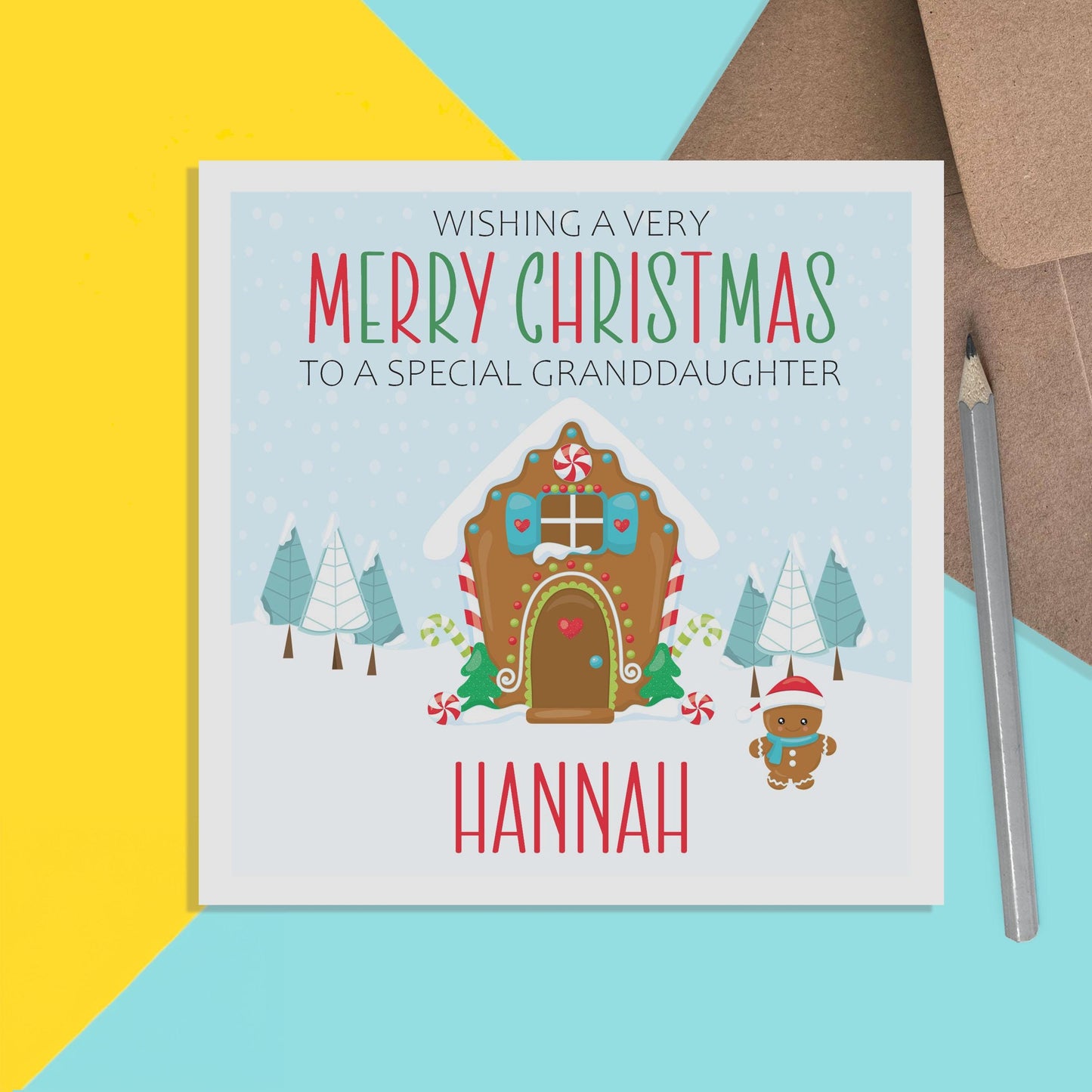 Gingerbread Granddaughter Christmas Card - Personalised Christmas Keepsake - PMPrinted