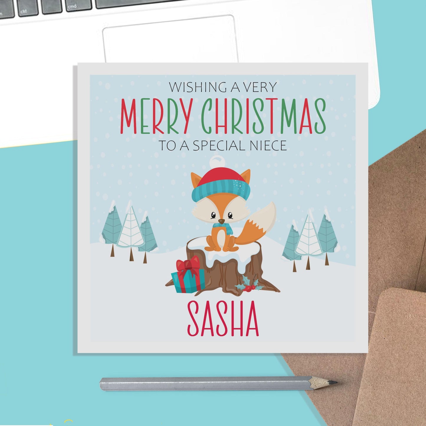 Fox Niece Christmas Card - Personalised Christmas Keepsake - PMPrinted