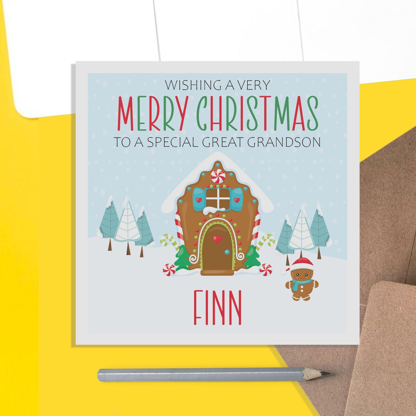 Gingerbread Great Grandson Christmas Card - Personalised Christmas Keepsake - PMPrinted