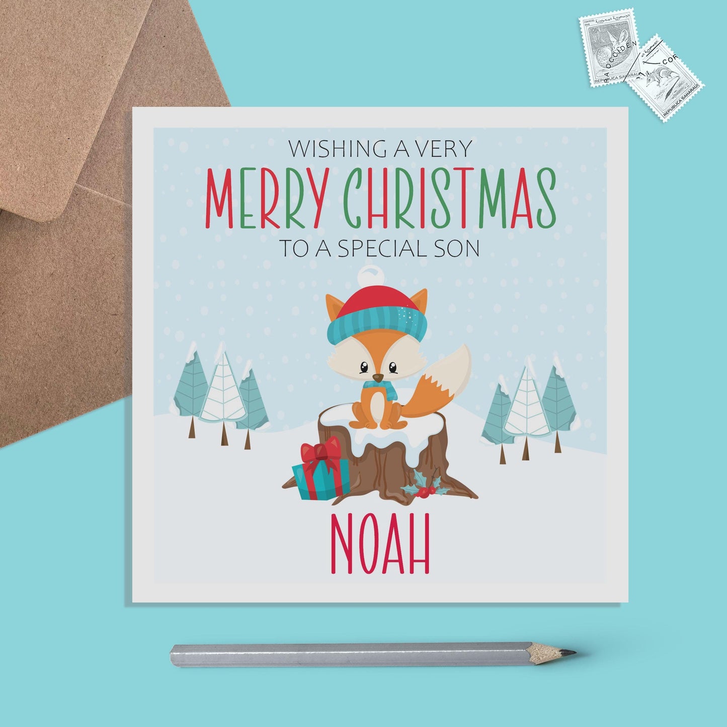 Fox Son Christmas Card - Personalised Christmas Keepsake - PMPrinted