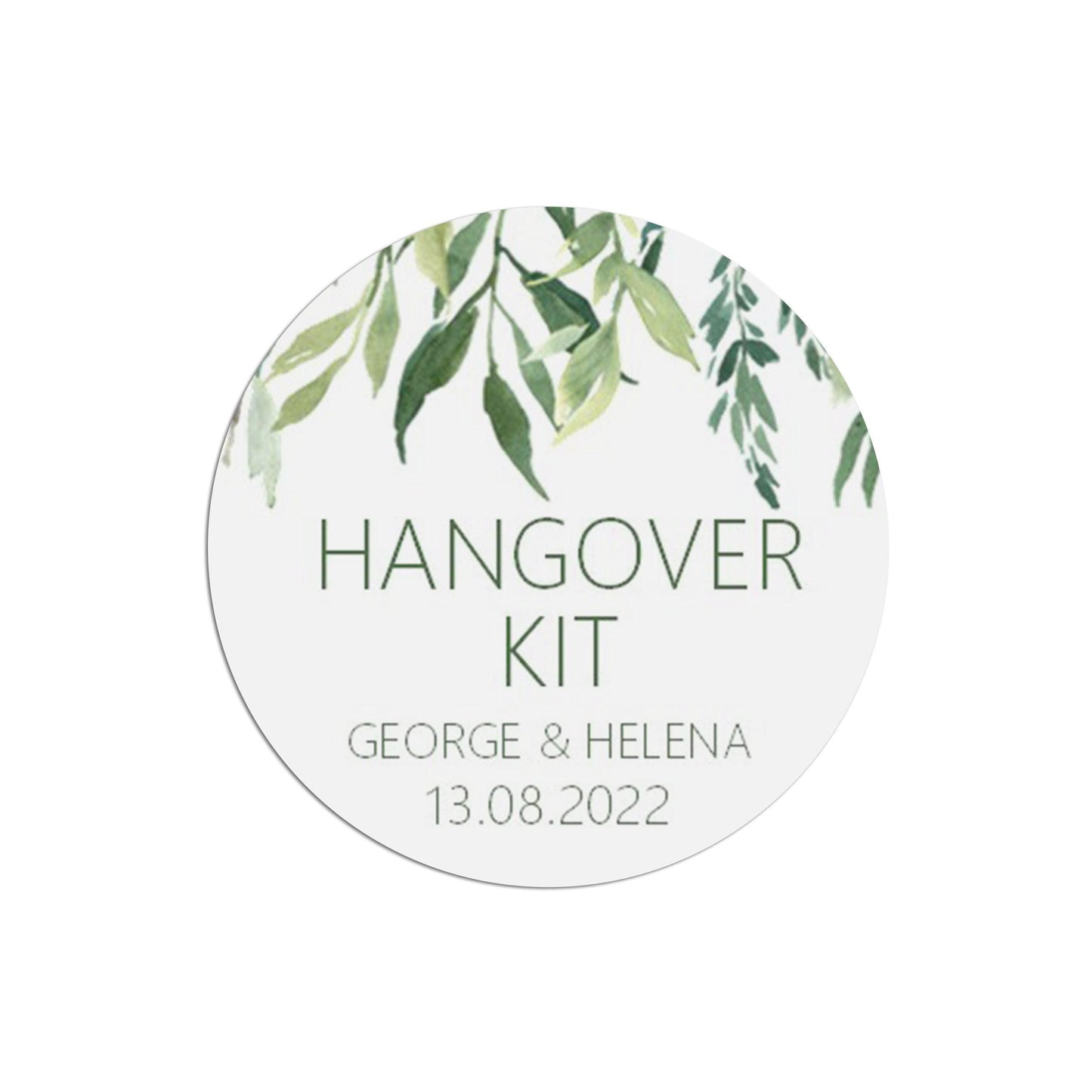 Hangover Kit Wedding Stickers- Greenery