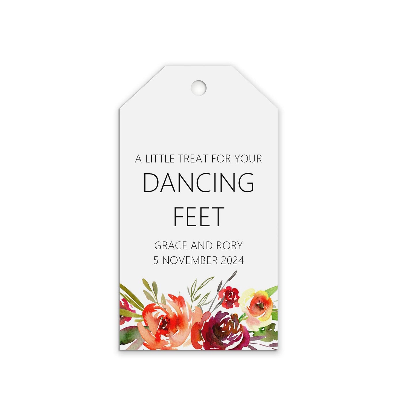 Dancing Feet Flip Flop Wedding Favour Gift Tags - Red Floral