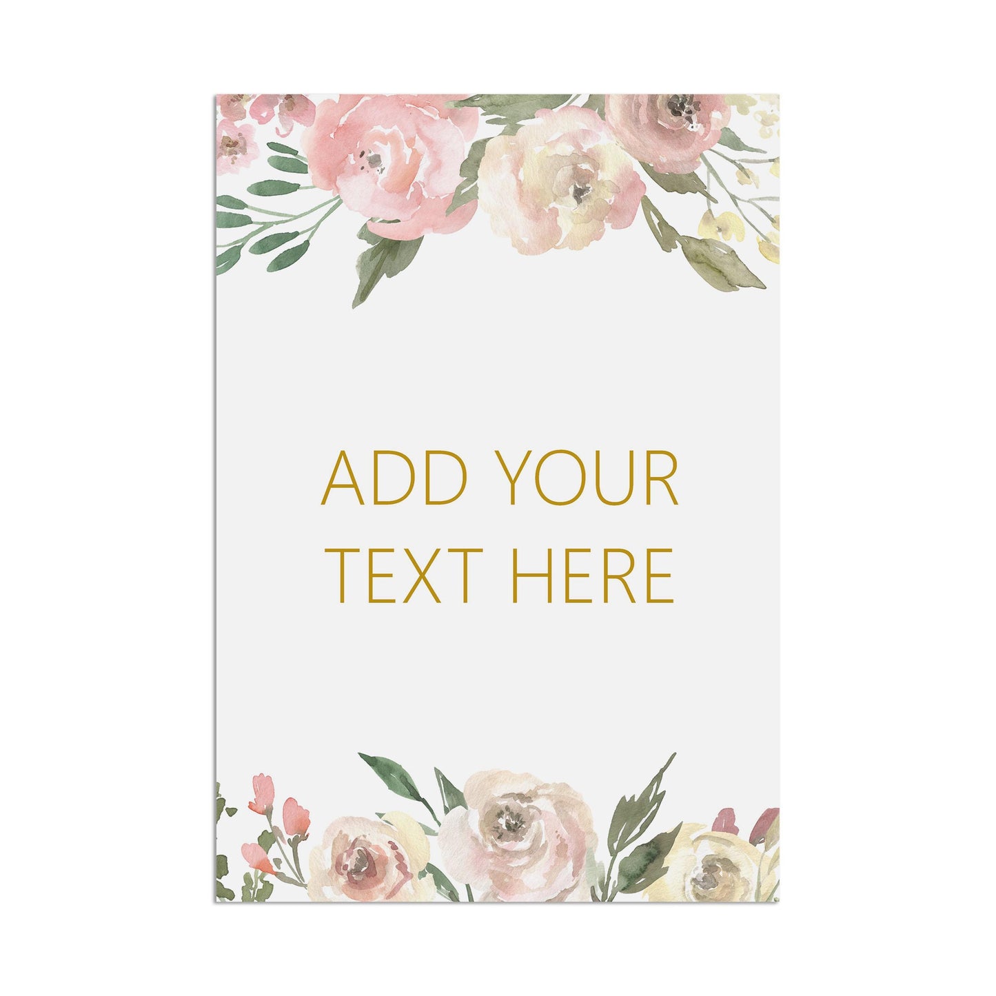 Blush Floral Custom Text Wedding Sign - Personalised & Printed A5, A4, A3