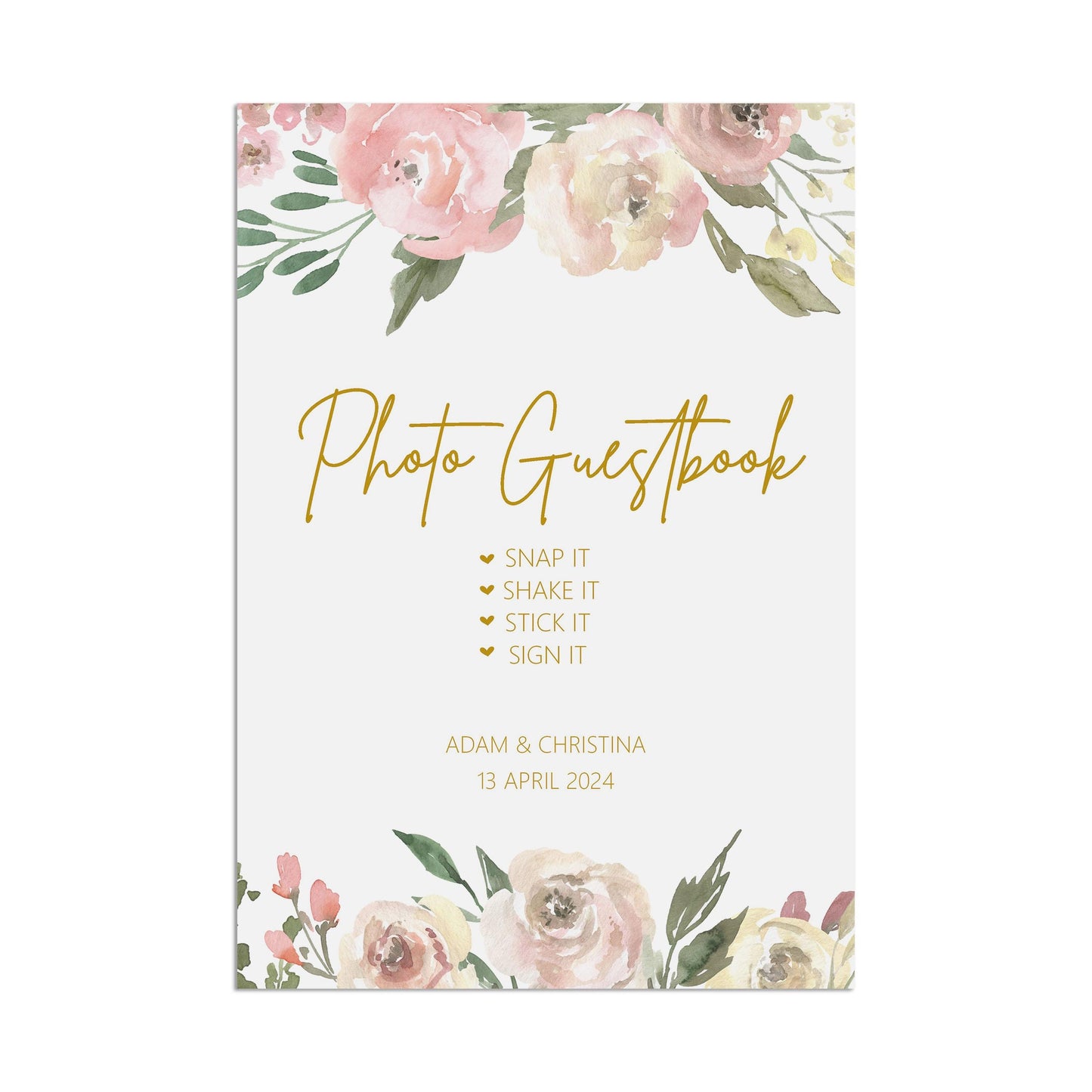 Photo Guest Book Wedding Sign - Blush Floral