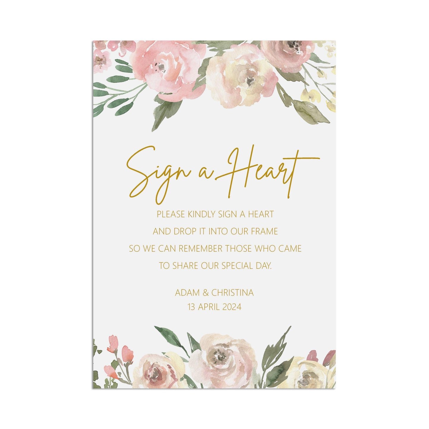 Sign a Heart Wedding Sign - Blush Floral