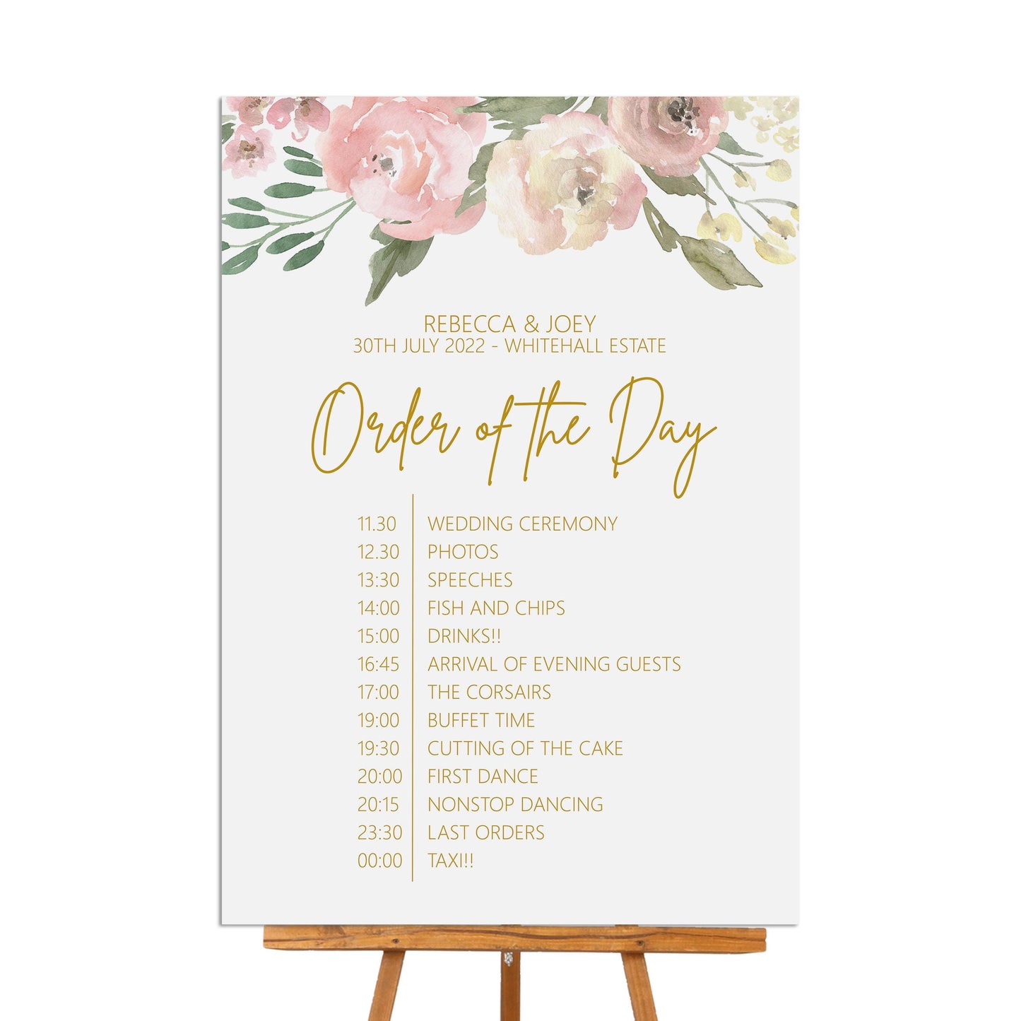 Order Of The Day Sign - Blush Floral