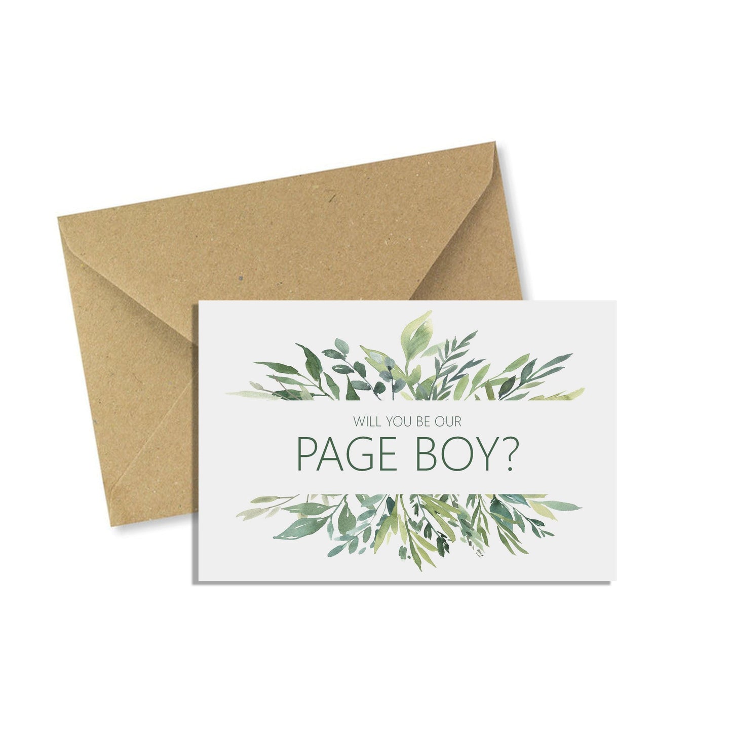 Will You Be Our Page Boy? Wedding Proposal Card - Greenery