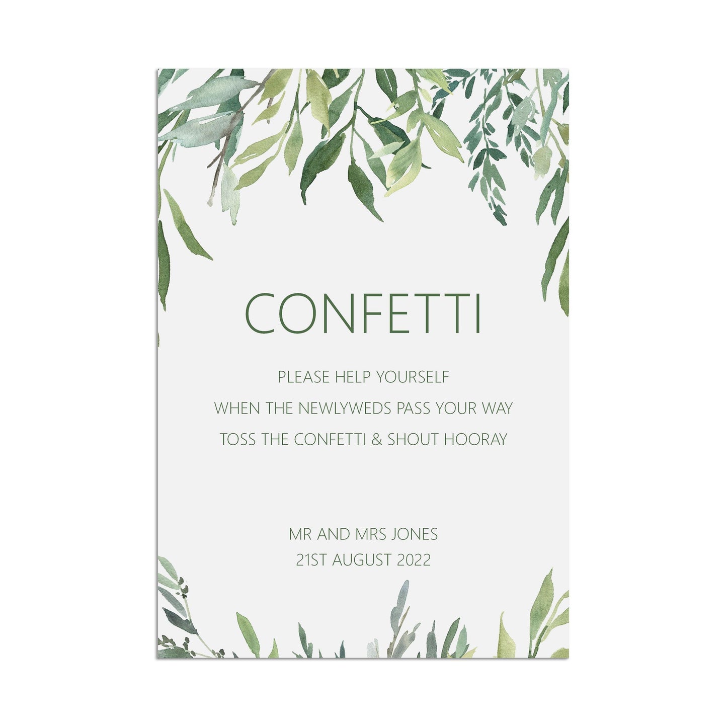 Confetti Wedding Sign - Greenery
