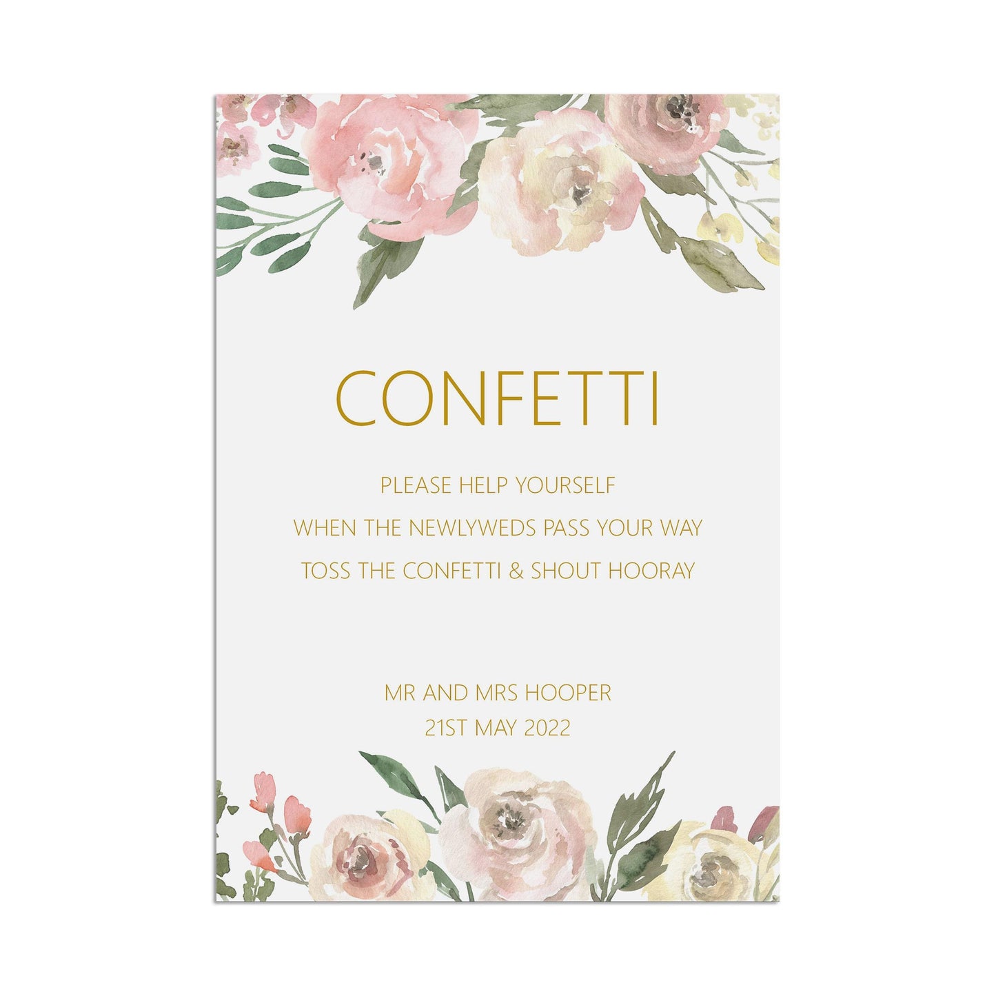 Confetti Wedding Sign - Blush Floral