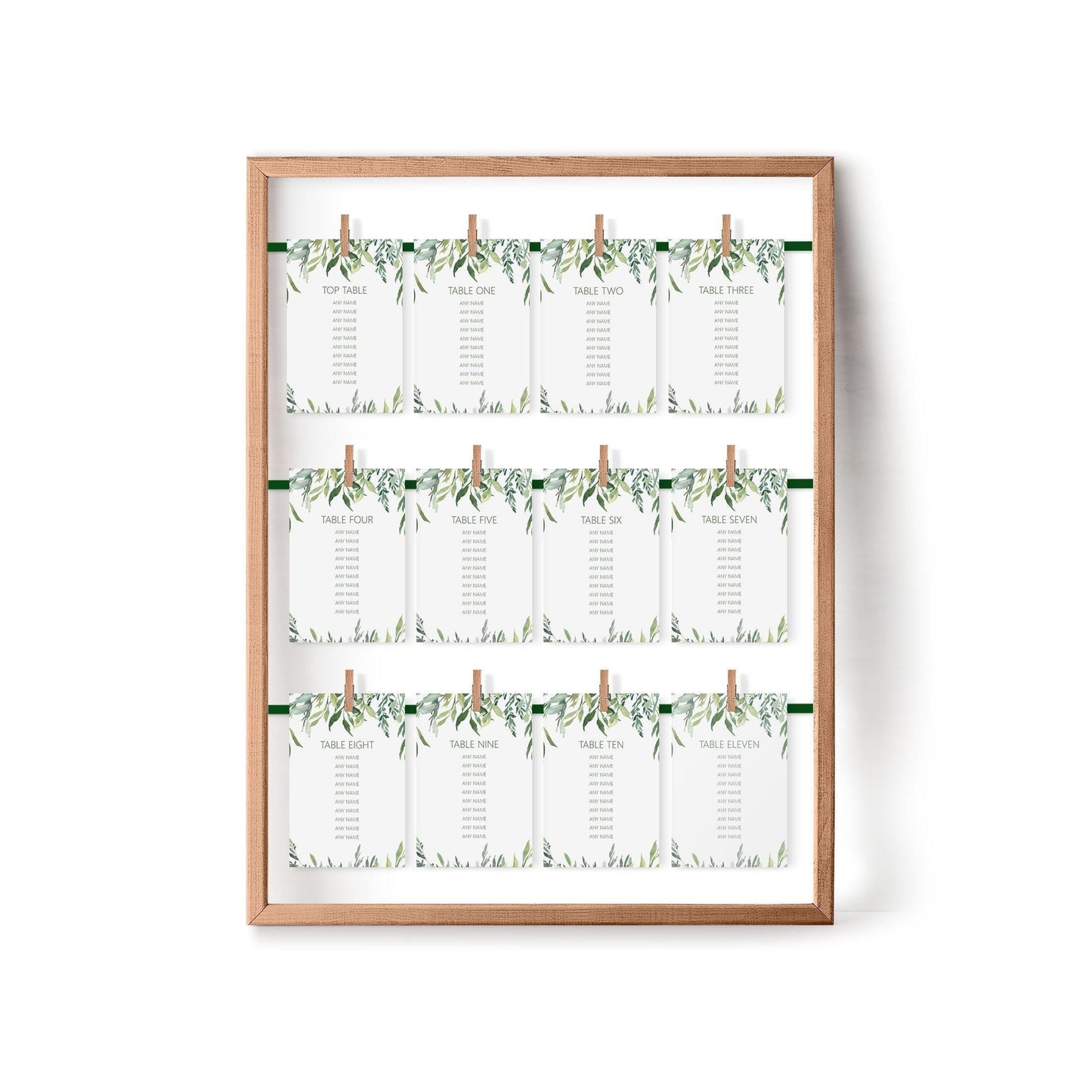 Hanging Table Plan Cards - Greenery