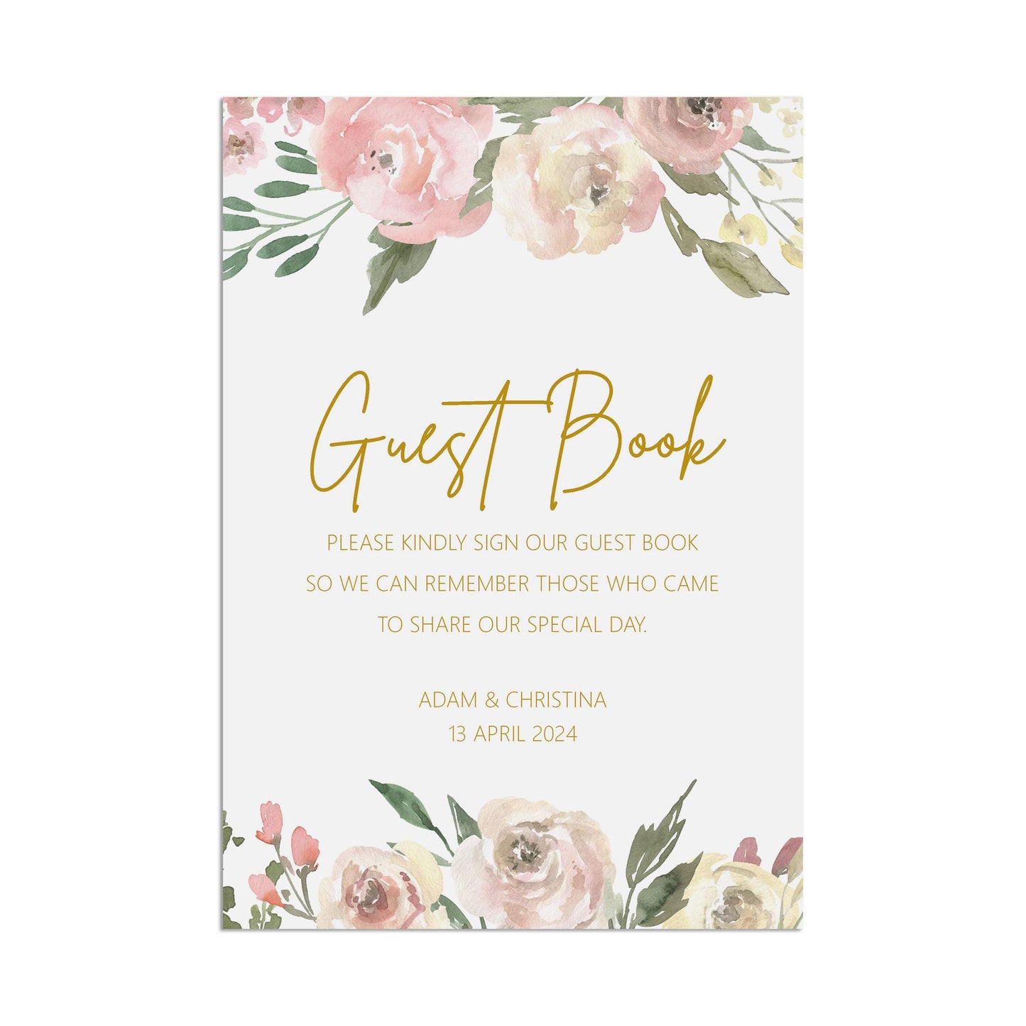 Guest Book Wedding Sign - Blush Floral