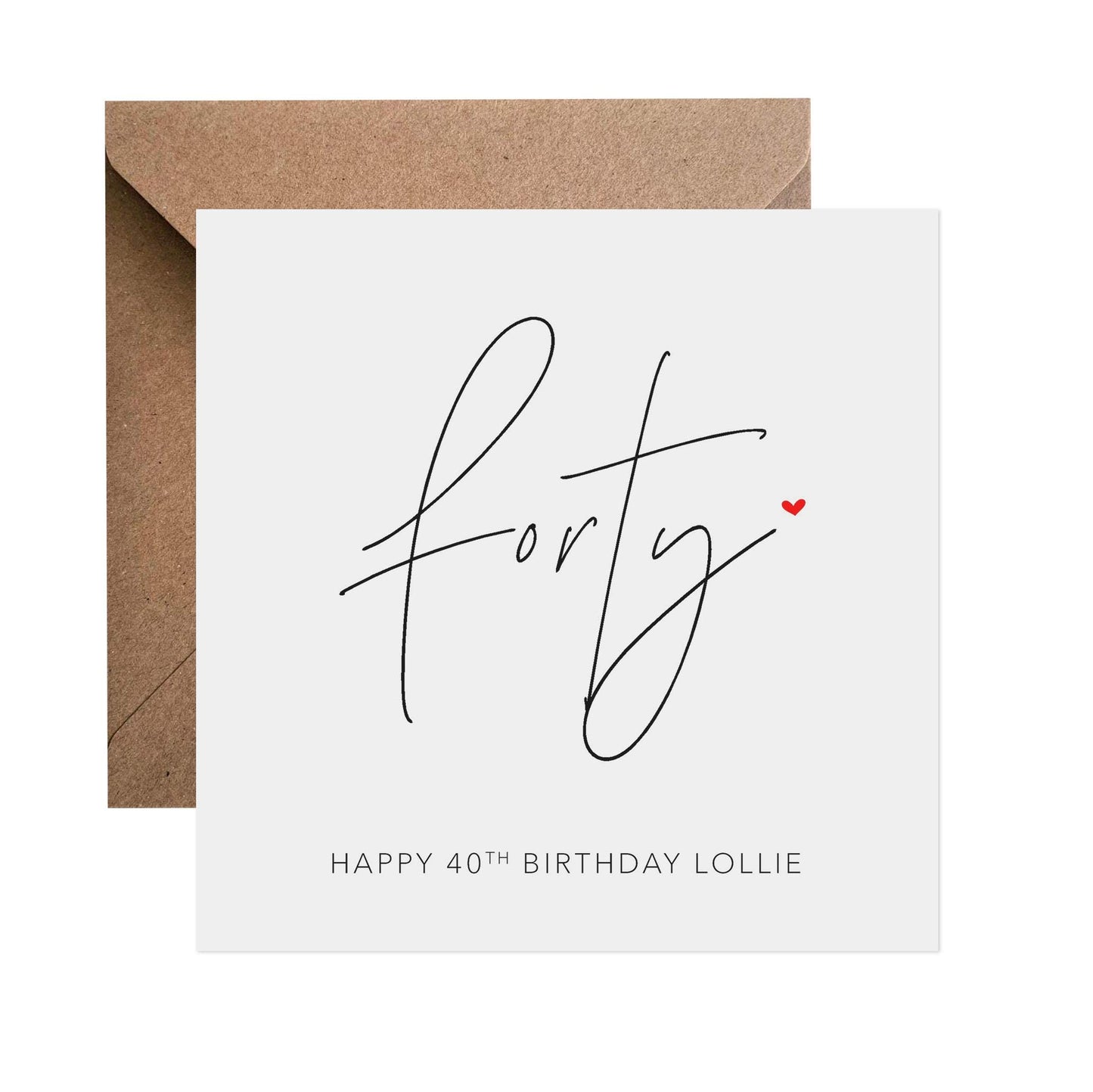 40th Birthday Card, Personalised Simple Elegant Forty Design - PMPrinted