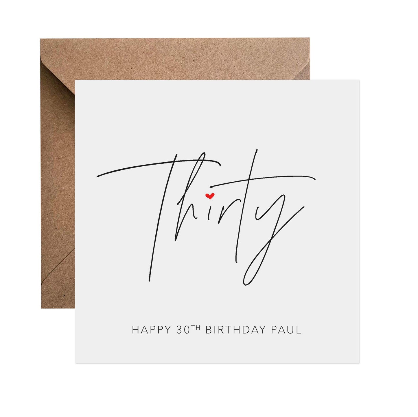 30th Birthday Card, Personalised Simple Elegant Thirty Birthday - PMPrinted